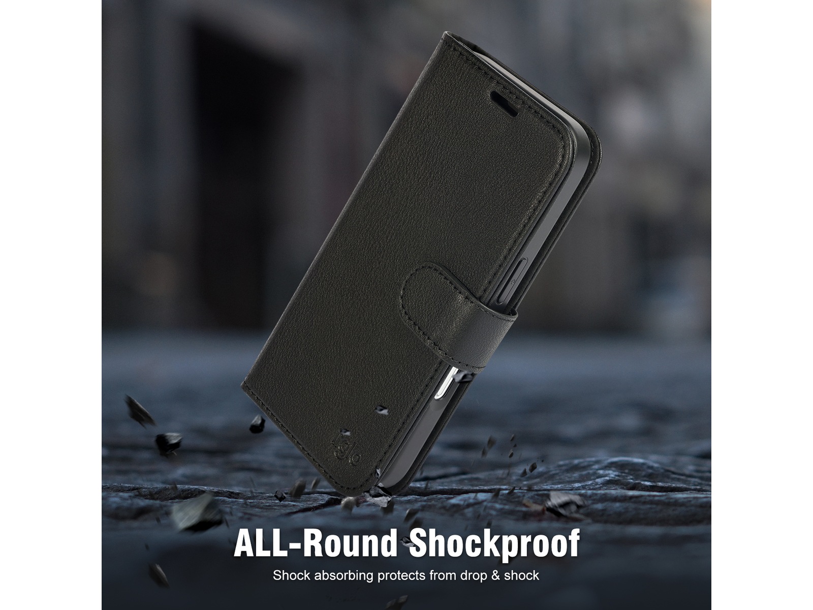 iiglo iPhone 16 2-i-1 Lommebokdeksel (sort) Mobildeksel