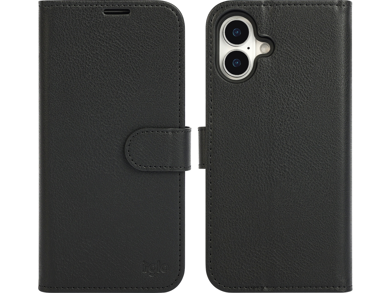 iiglo iPhone 16 Plus 2-i-1 Lommebokdeksel (sort) Mobildeksel