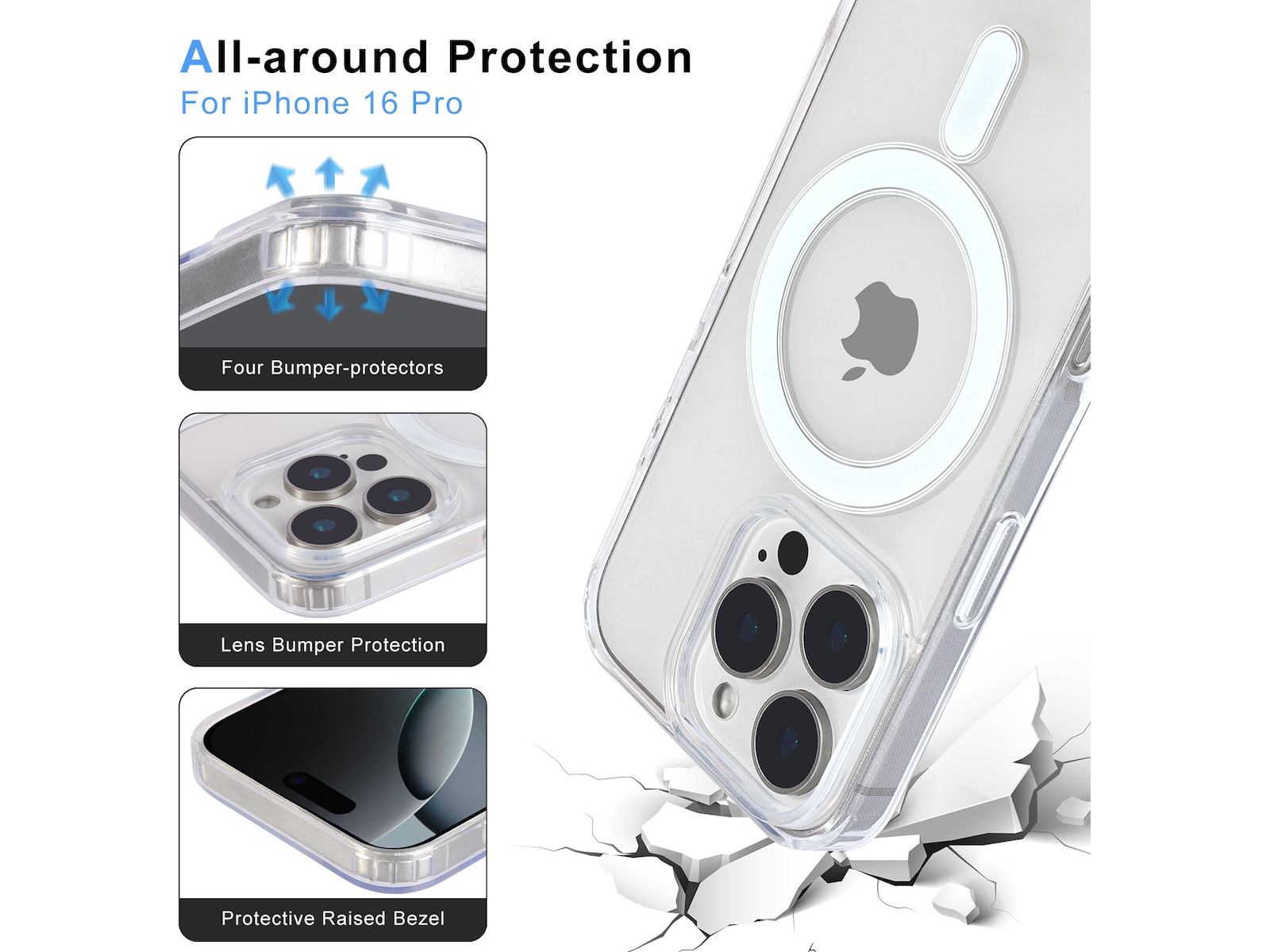 iiglo iPhone 16 Pro Magnetic Silikondeksel (gjennomsiktig) Mobildeksel