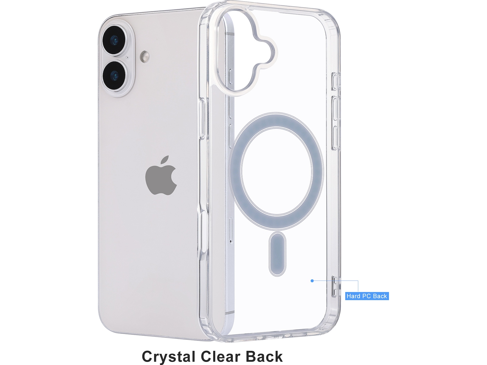 iiglo iPhone 16 Plus Magnetic Clear Case (gjennomsiktig) Mobildeksel