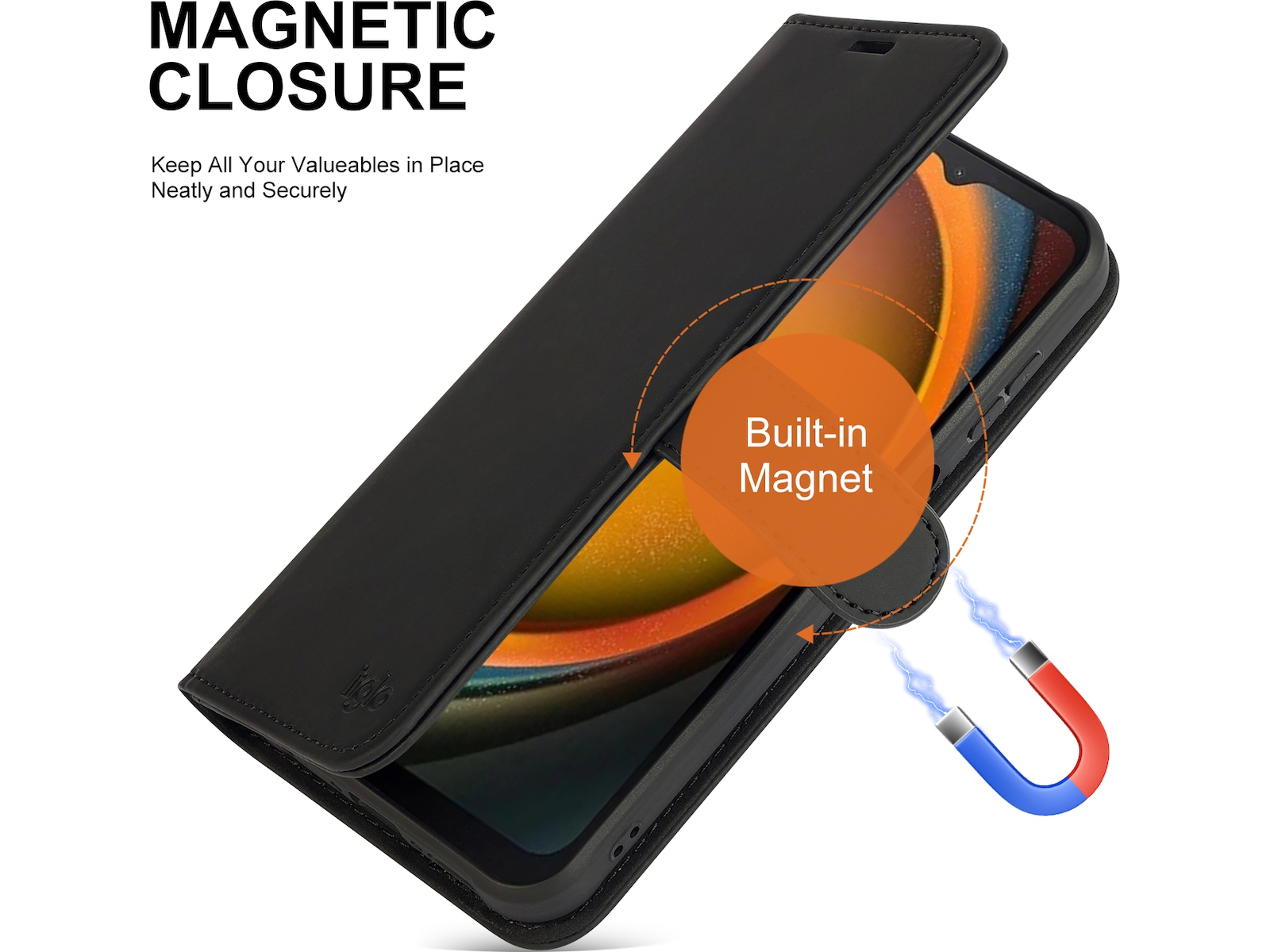 iiglo Galaxy Xcover 7 Pro Lommebokdeksel (sort) Mobildeksel