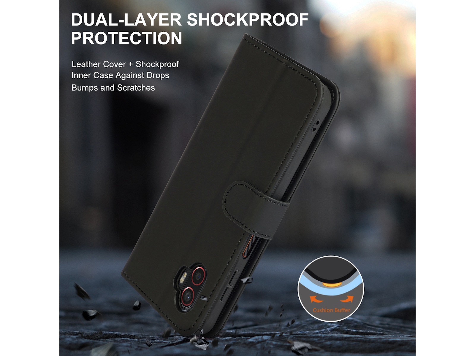 iiglo Galaxy Xcover 7 Pro Lommebokdeksel (sort) Mobildeksel