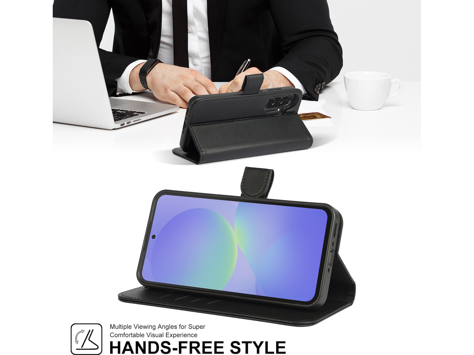 iiglo Galaxy A36 2-i-1 Lommebokdeksel (sort) Mobildeksel