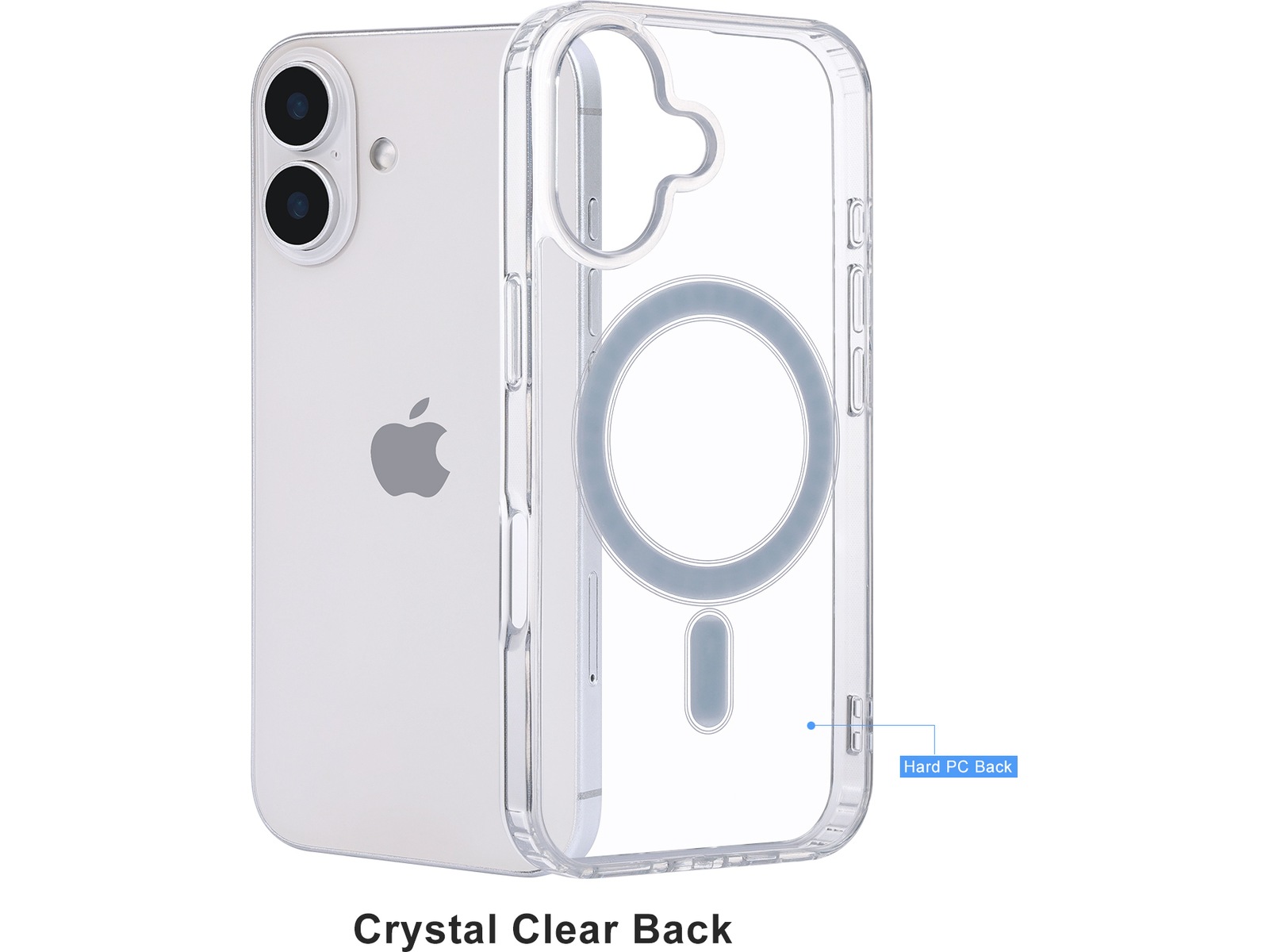 iiglo iPhone 16 Magnetic Clear Case (gjennomsiktig) Mobildeksel