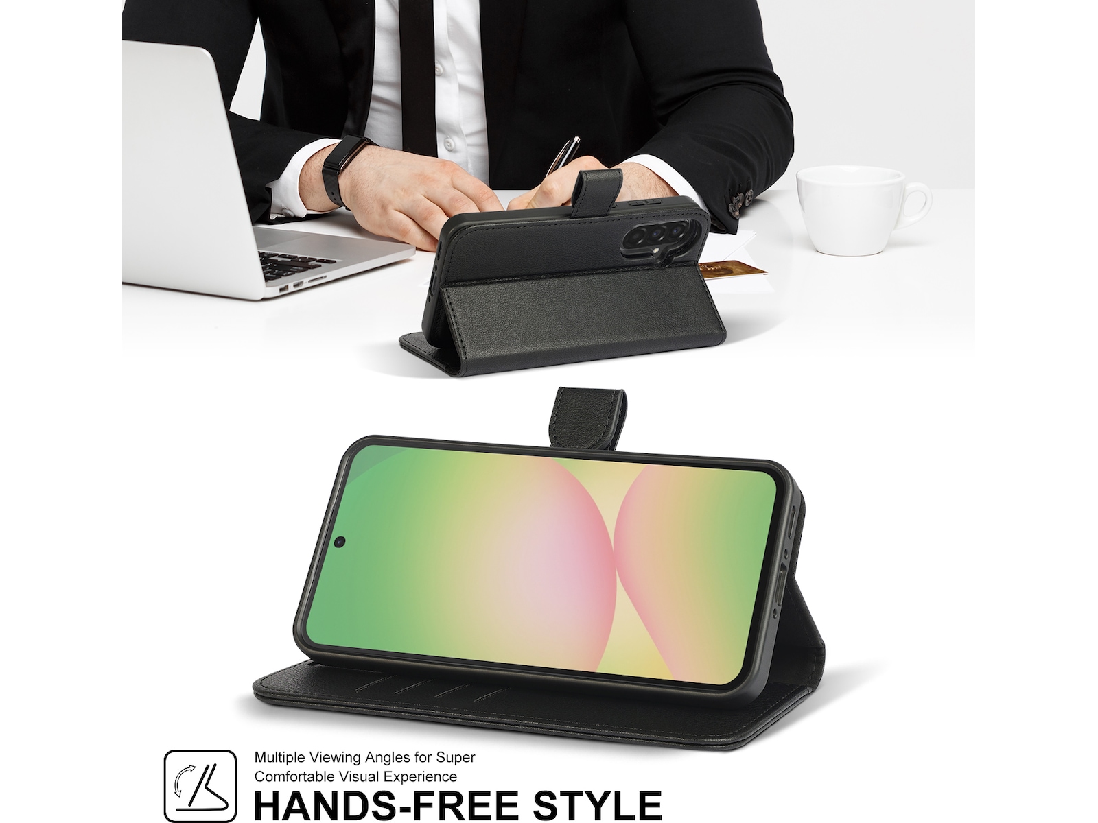 iiglo Galaxy A56 2-i-1 Lommebokdeksel (sort) Mobildeksel