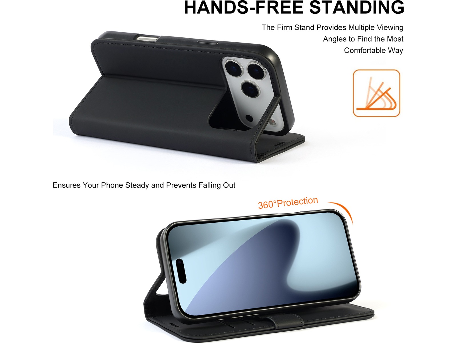 iiglo iPhone 17 Pro Max Lommebokdeksel (sort) Mobildeksel