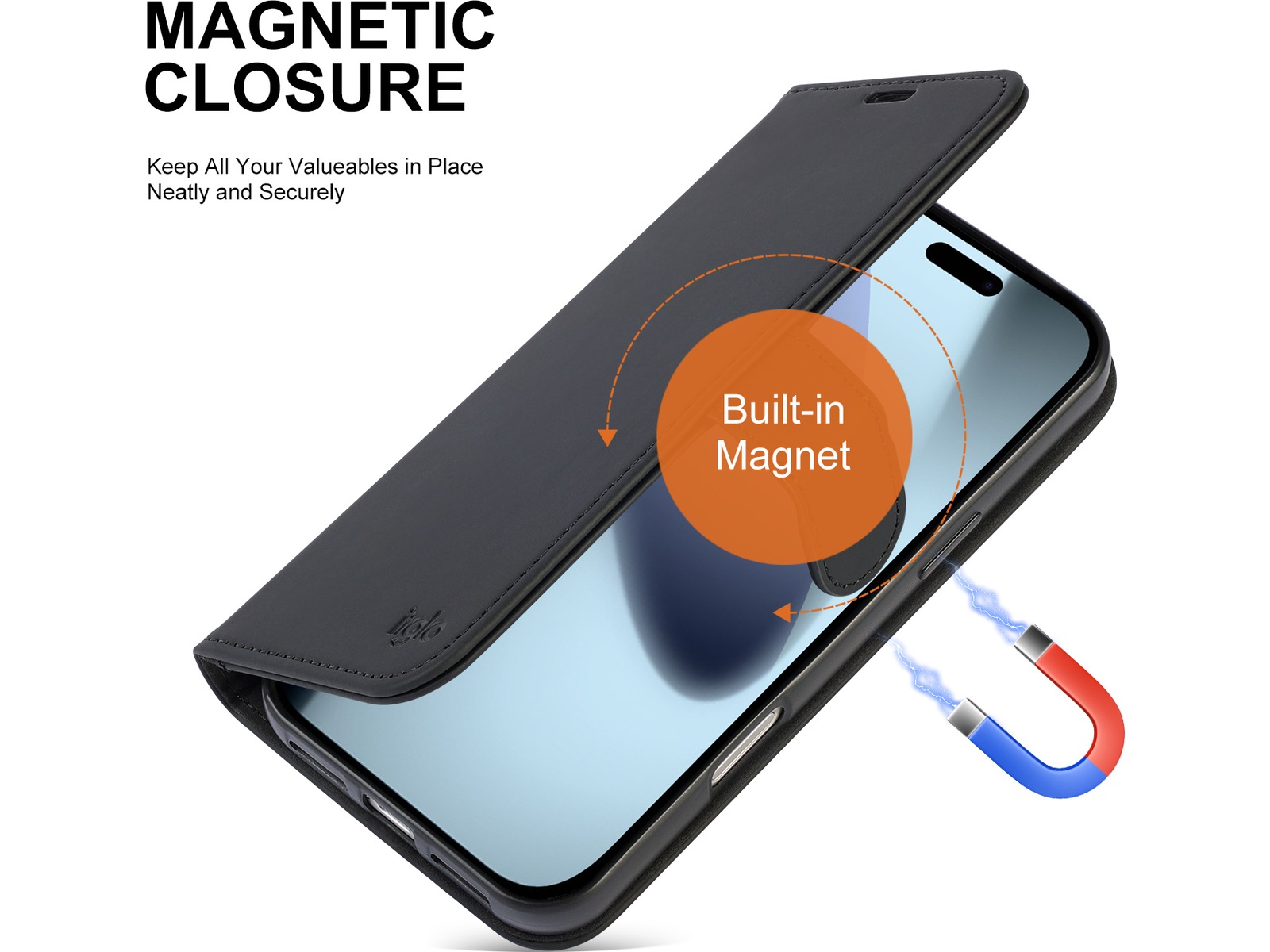 iiglo iPhone 17 Pro Max Lommebokdeksel (sort) Mobildeksel