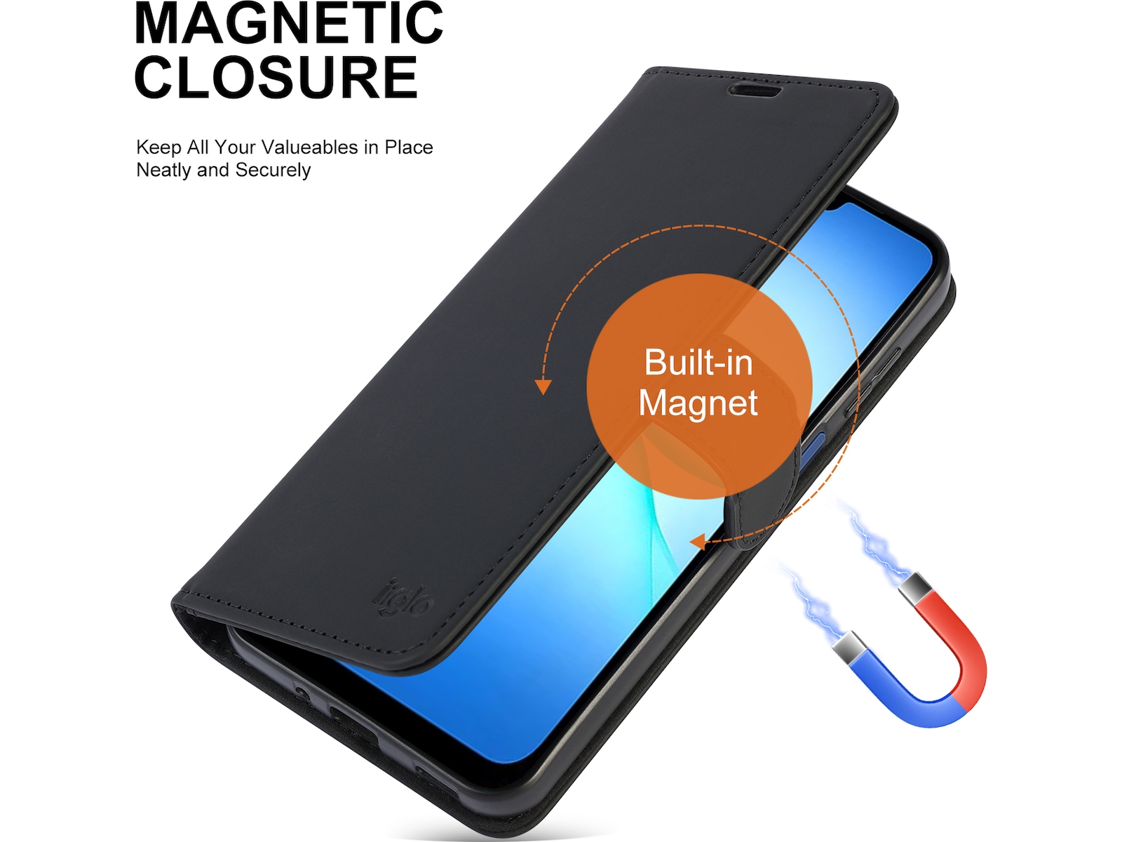 iiglo Galaxy A17 Lommebokdeksel (sort) Mobildeksel