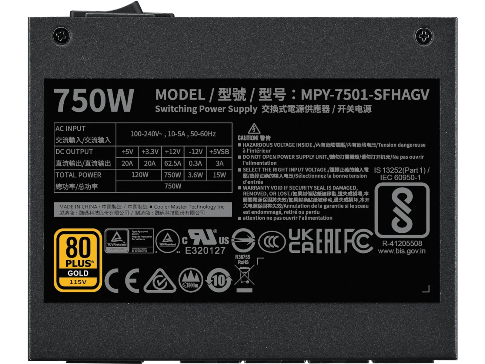 Cooler Master V SFX Gold 750 PSU (sort) Enheter