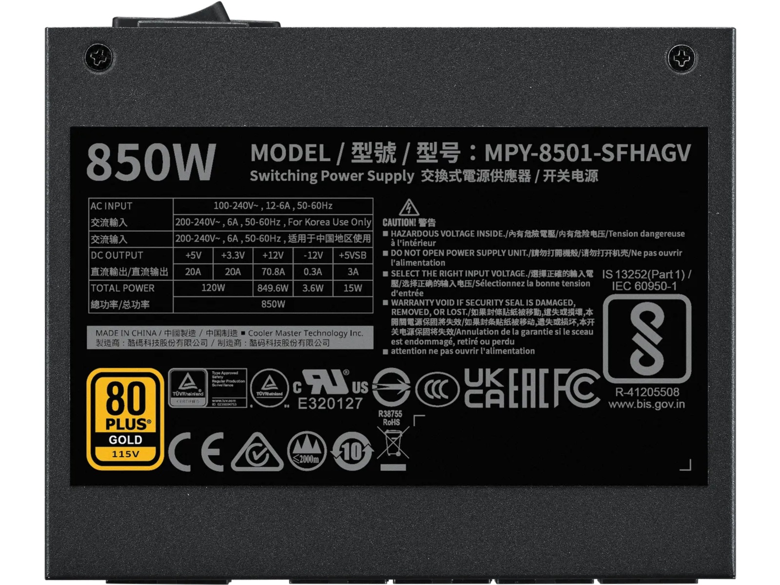 Cooler Master V SFX Gold 850 PSU (sort) Enheter