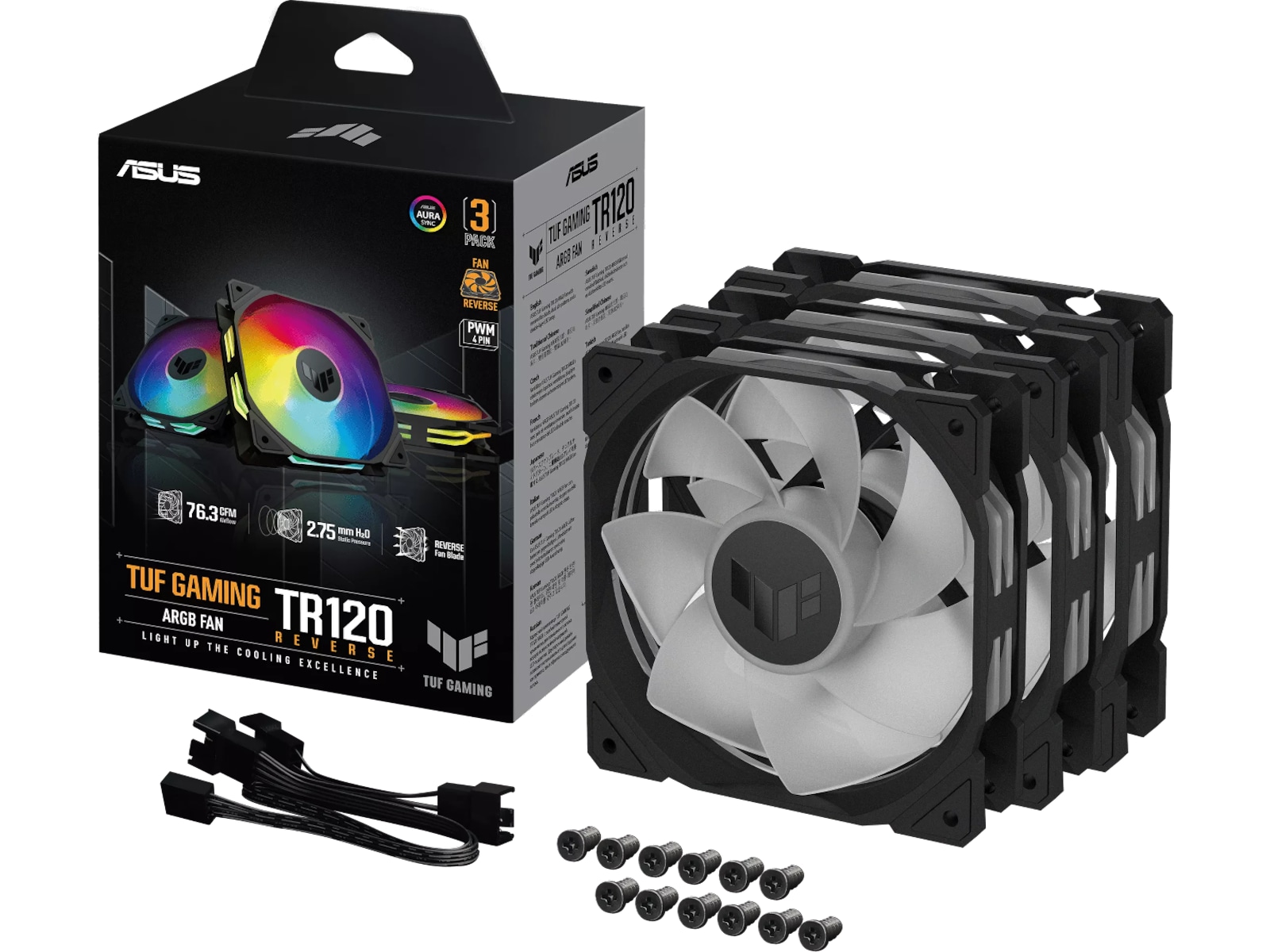 Asus TUF Gaming TR120 ARGB Reverse Vifte 3pk (sort) Vifter