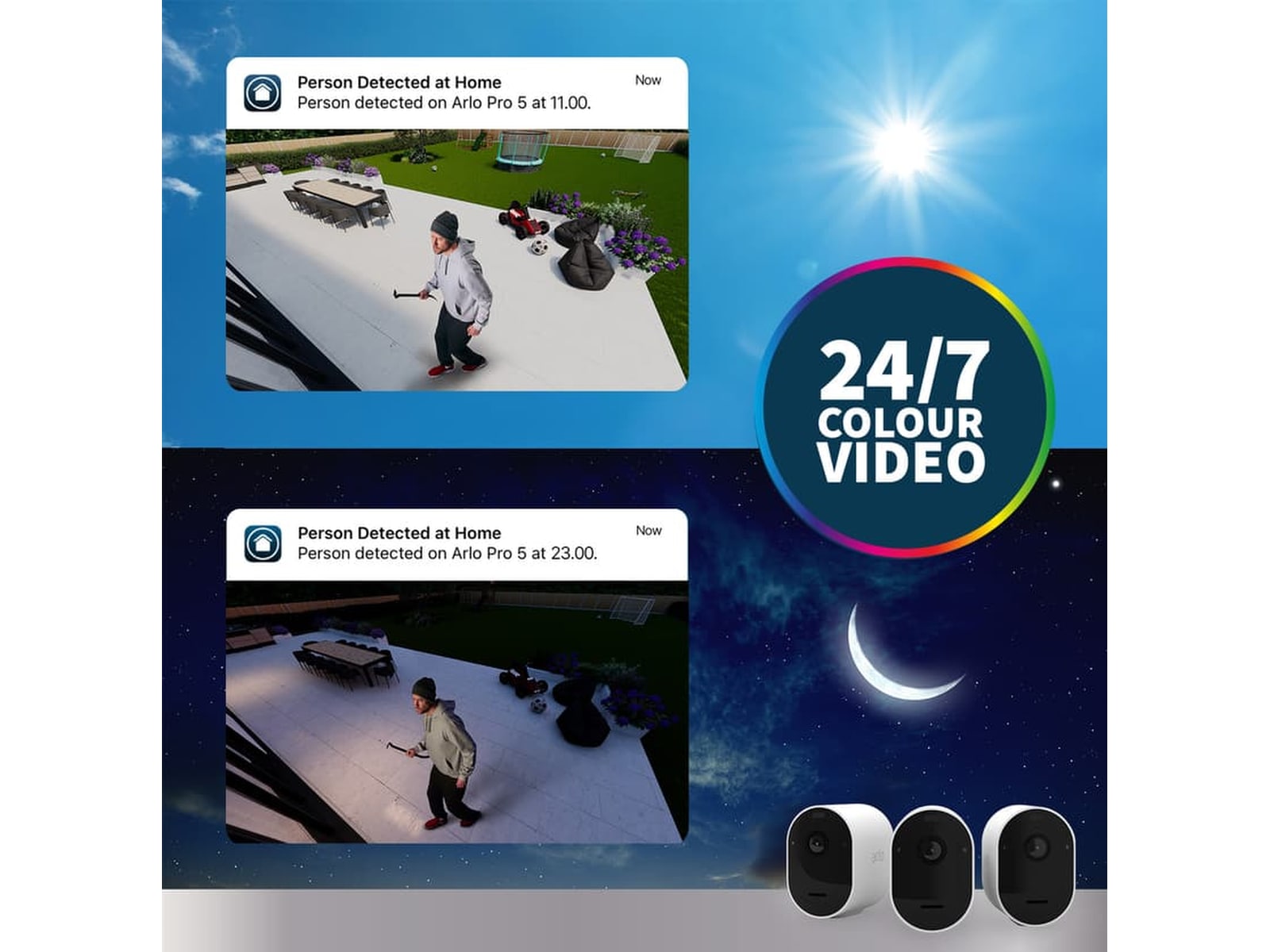 Arlo Pro 5 2K sikkerhetskamera 4-pakk (hvit) Overvåkningskameraer