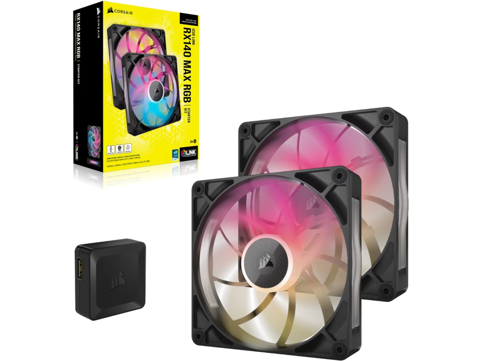 Corsair iCUE LINK RX140 RGB MAX Vifte 2pk (sort) Vifter