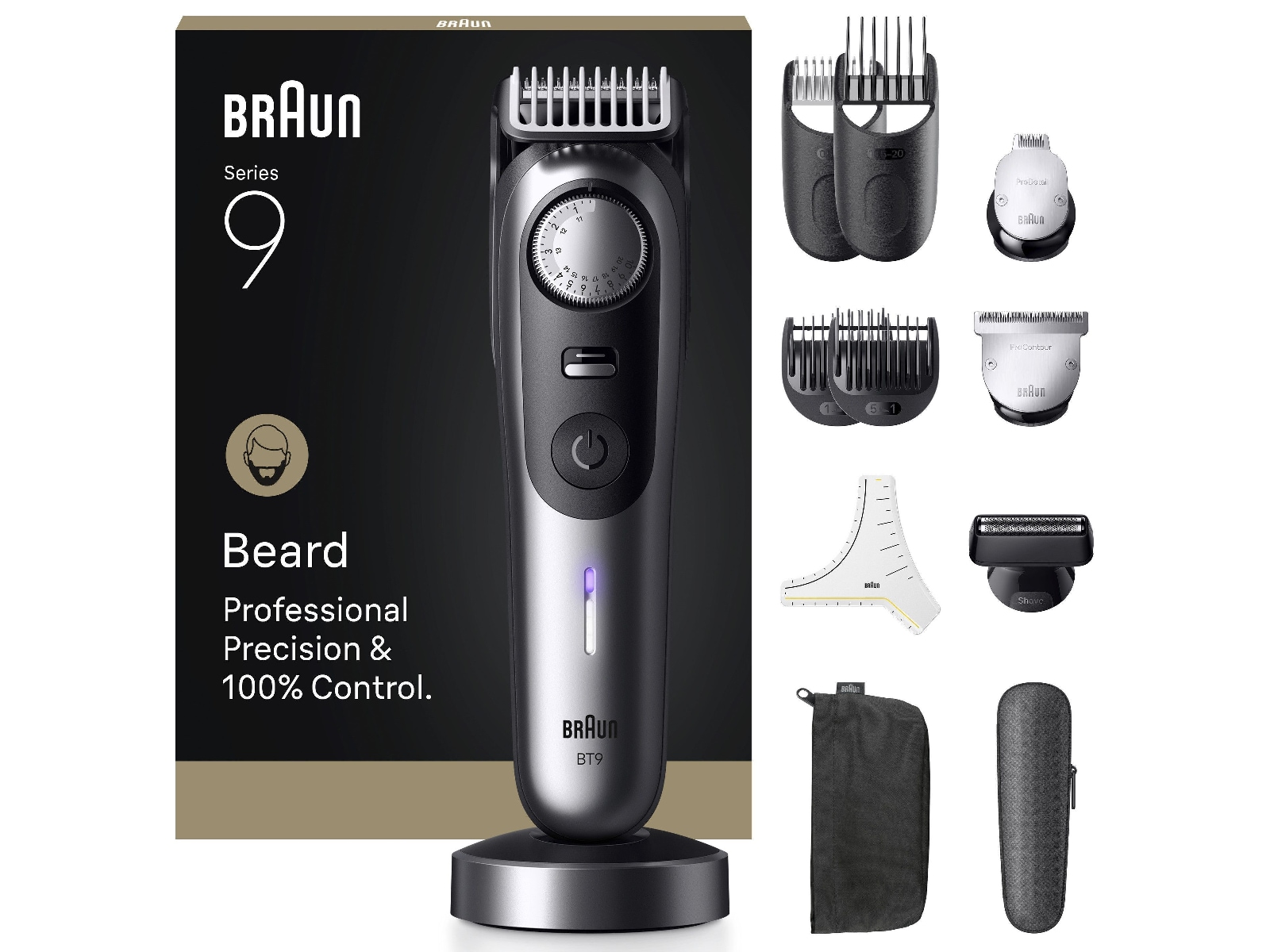 Braun Series 9 Skjeggtrimmer (krom) Barbermaskiner