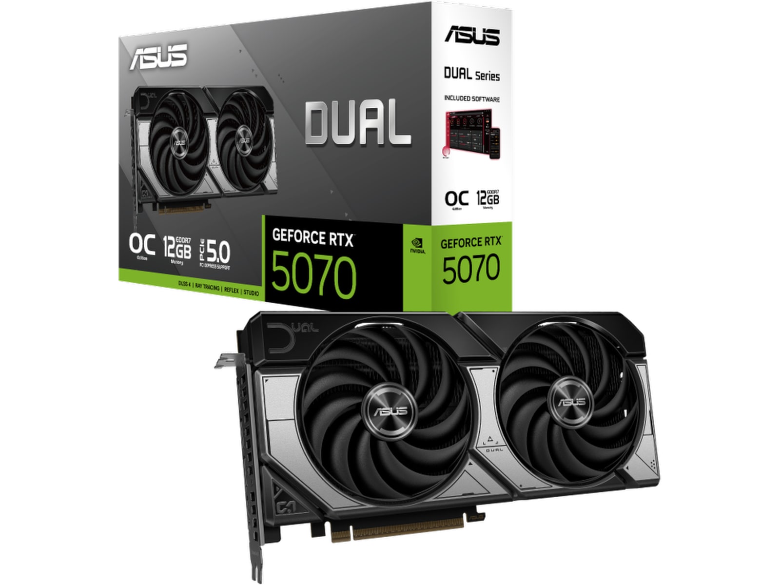 Asus Dual GeForce RTX 5070 OC Skjermkort