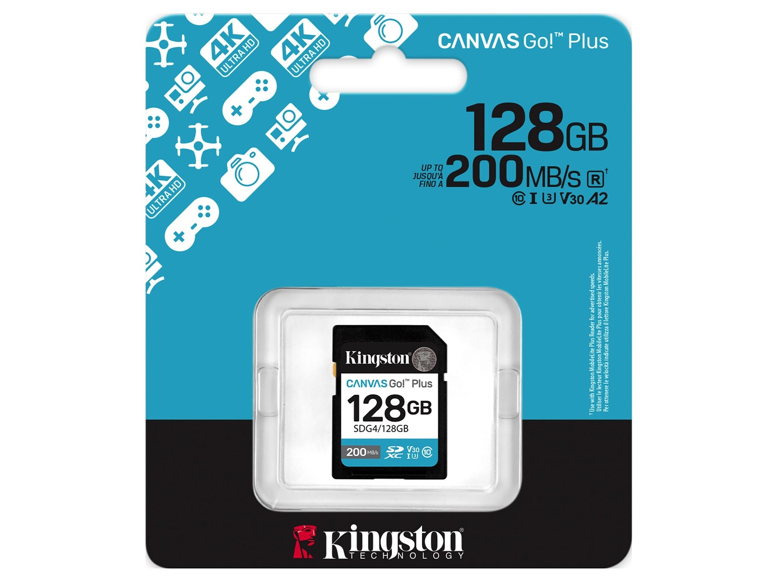 Kingston Canvas Go! Plus SDXC 128GB Minnekort til foto & video