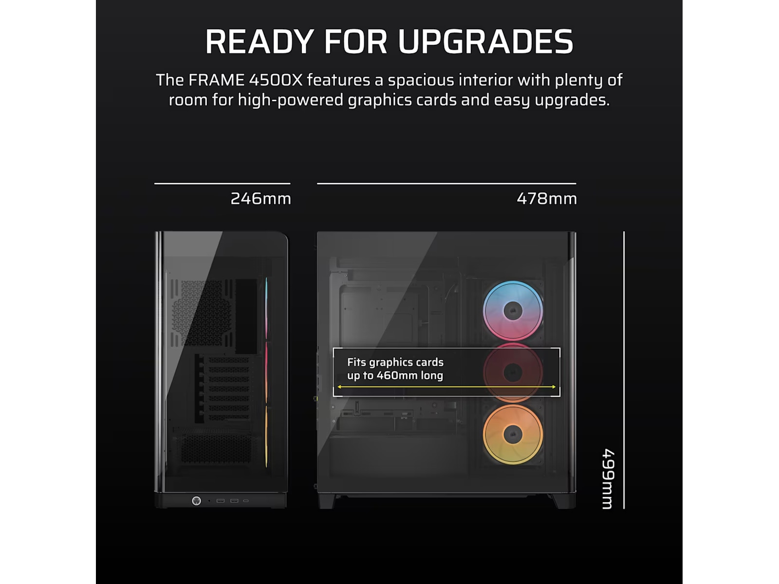 Corsair FRAME 4500X LX-R RGB Mid Tower (sort) Midi tower