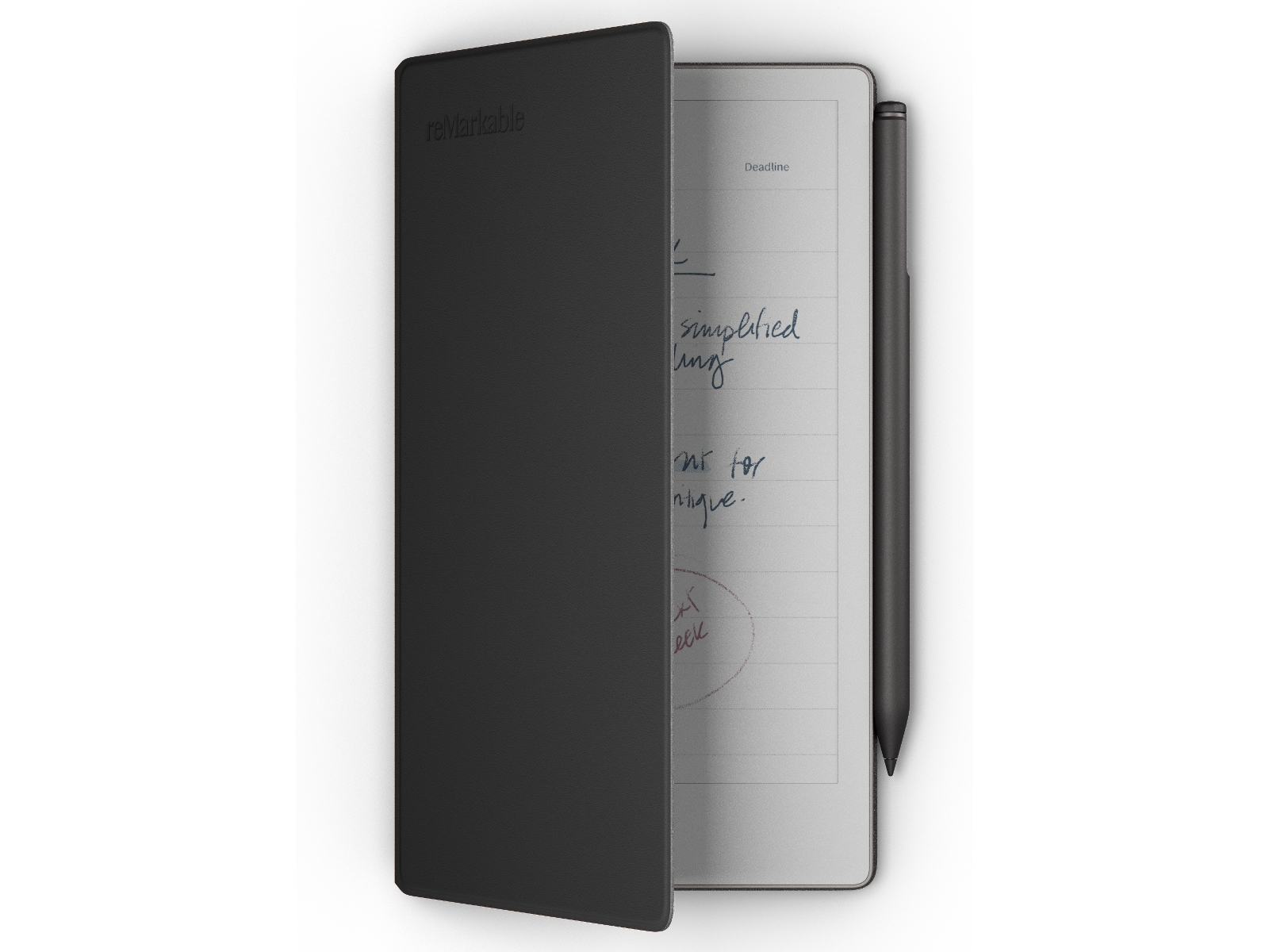 reMarkable Paper Pro Move 7.3" inkl. Marker Plus & Book Folio (sort skinn) Digitale notatblokker & tilbehør