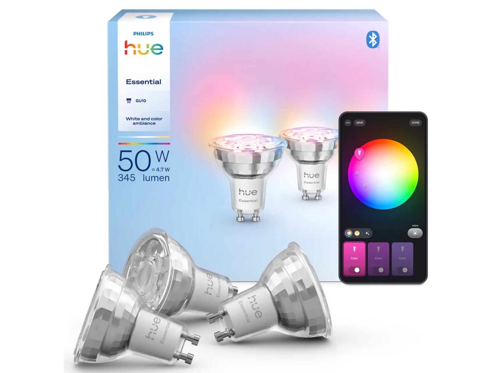 Philips Hue Essential WCA GU10 lyspære spot (3 pack) Lyspærer & LED-pærer