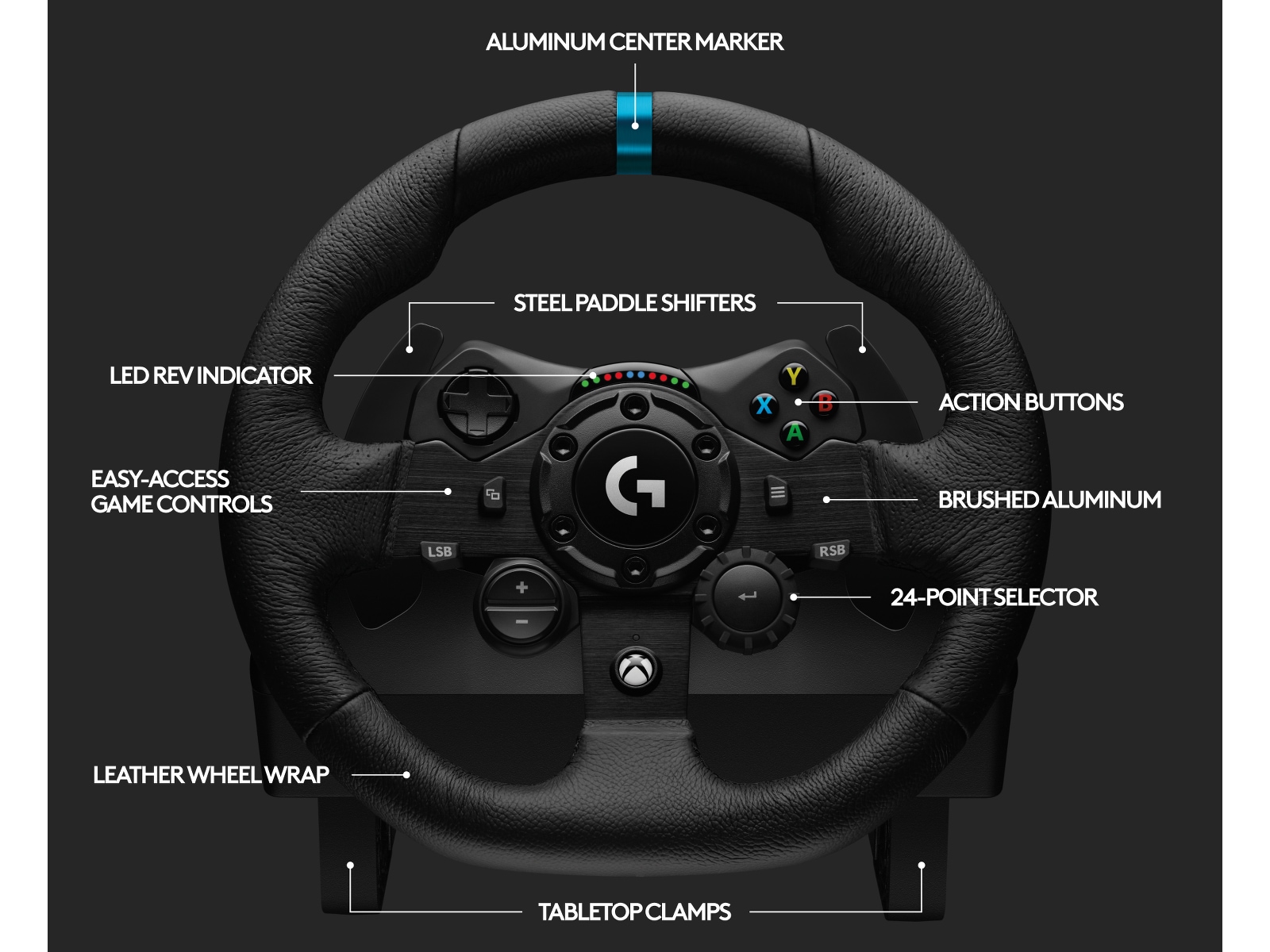 Logitech G923 Driving Force Racing XBX/XBS/XB1 Ratt og pedaler