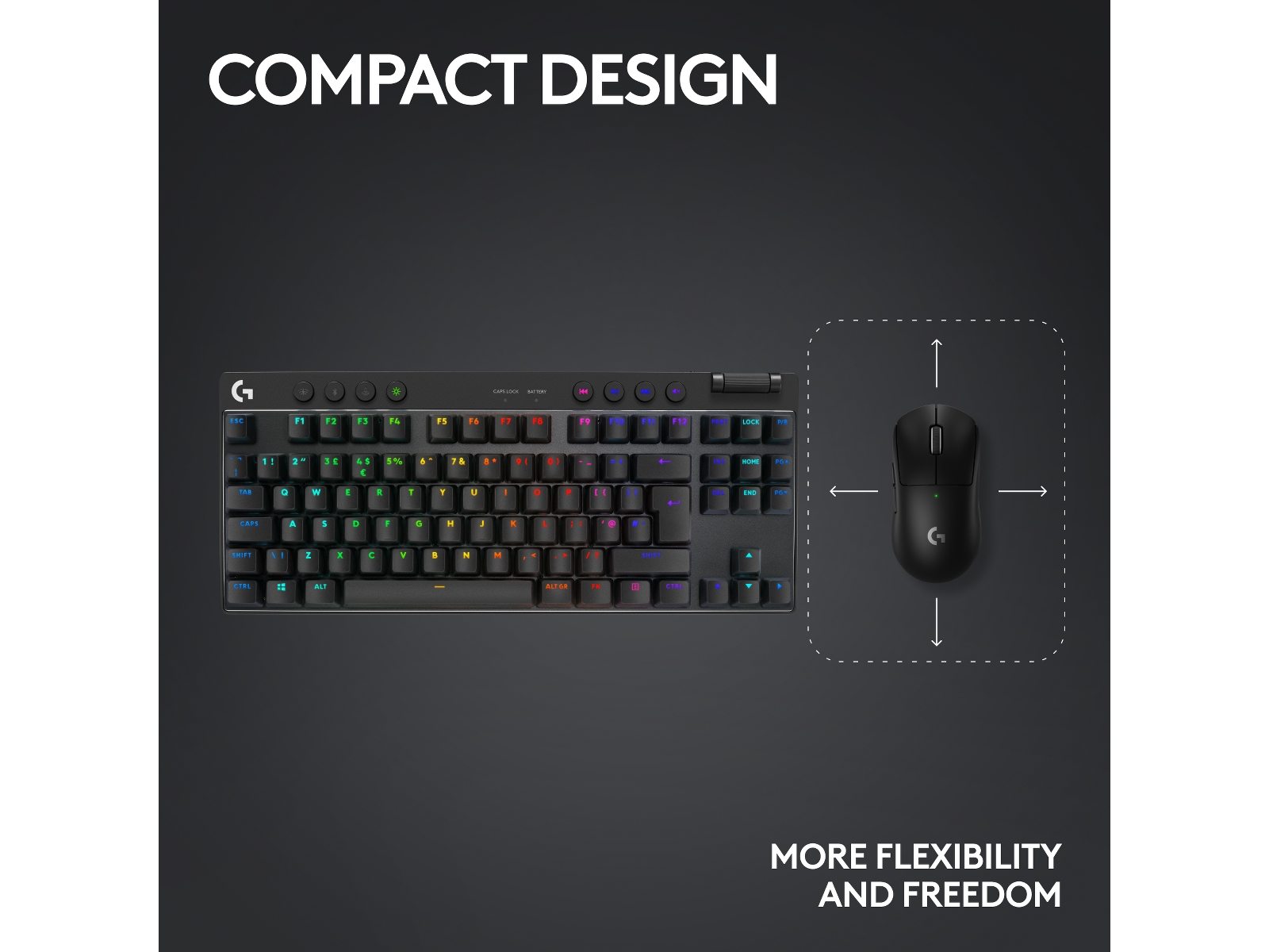 Logitech G Pro X TKL Lightspeed Trådløst Gamingtastatur (sort) Gamingtastatur