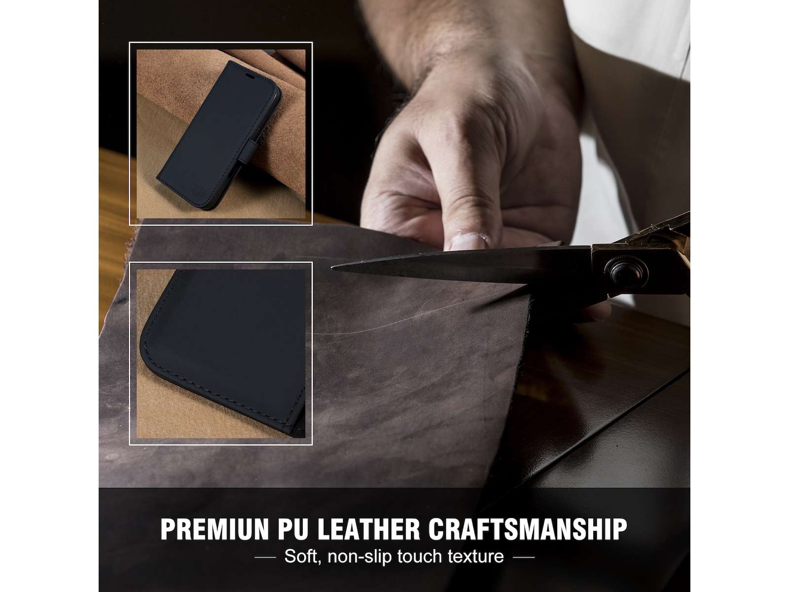 iiglo iPhone 16 Lommebokdeksel (sort) Mobildeksel