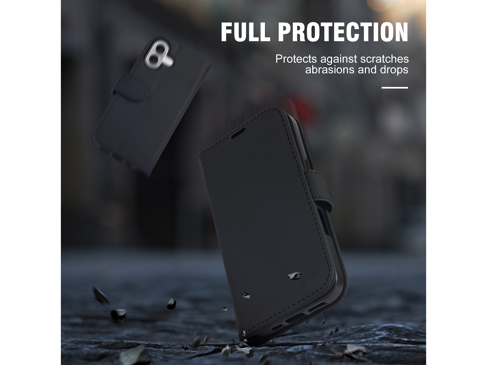 iiglo iPhone 16 Lommebokdeksel (sort) Mobildeksel