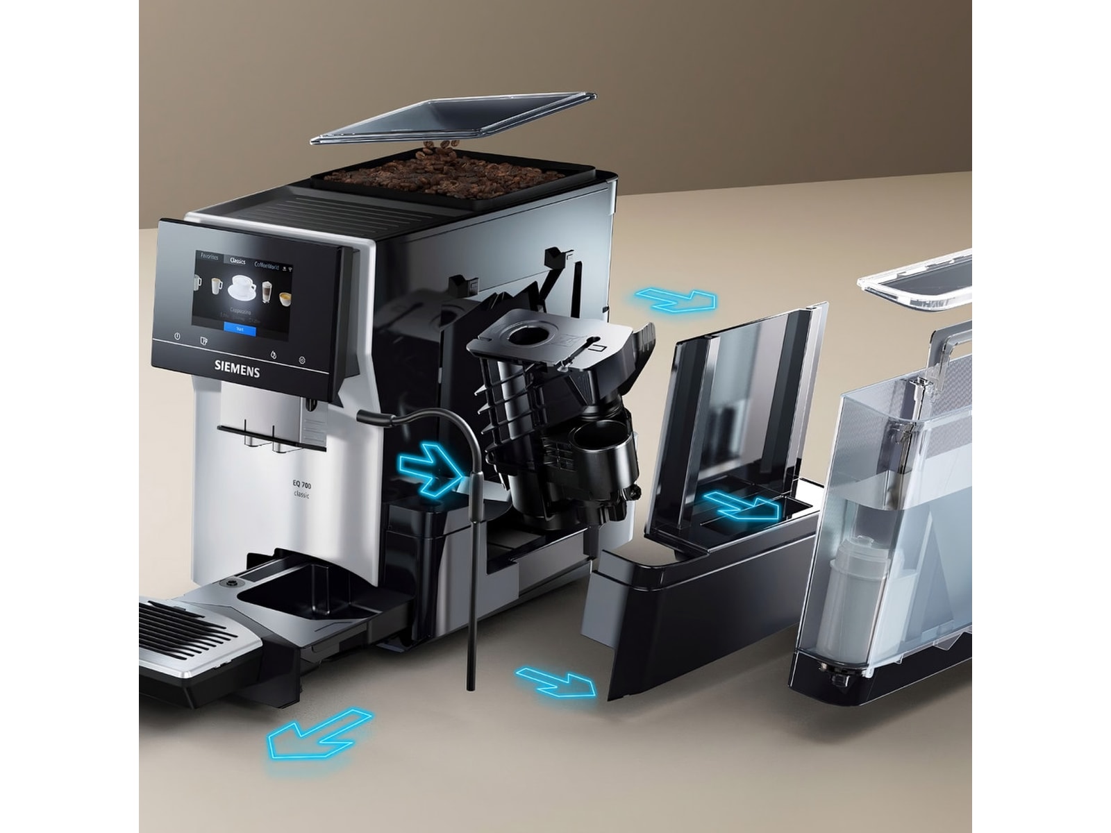 Siemens EQ700 classic Automatisk Kaffemaskin (inox/sølv) Espressomaskiner