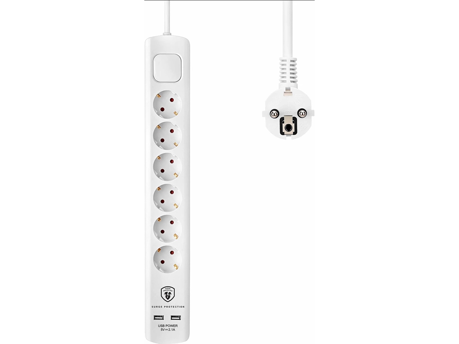 Andersson 6-vei strømforgrener 1.5m (hvit) Skjøtekabel & forgrener