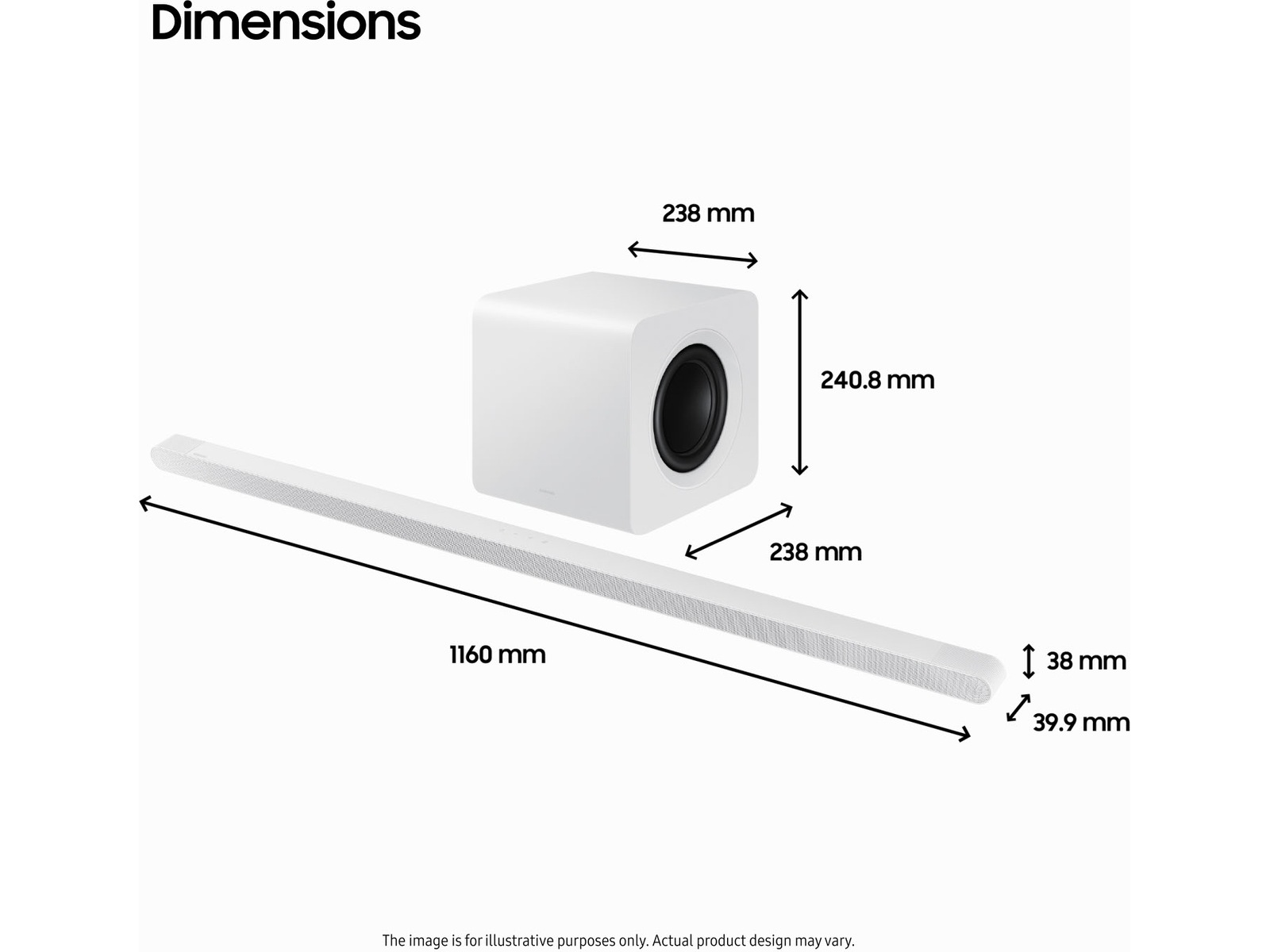 Samsung HW-S811D soundbar med subwoofer (hvit) -B-Grade Demo DVD/Hi-Fi/stereo