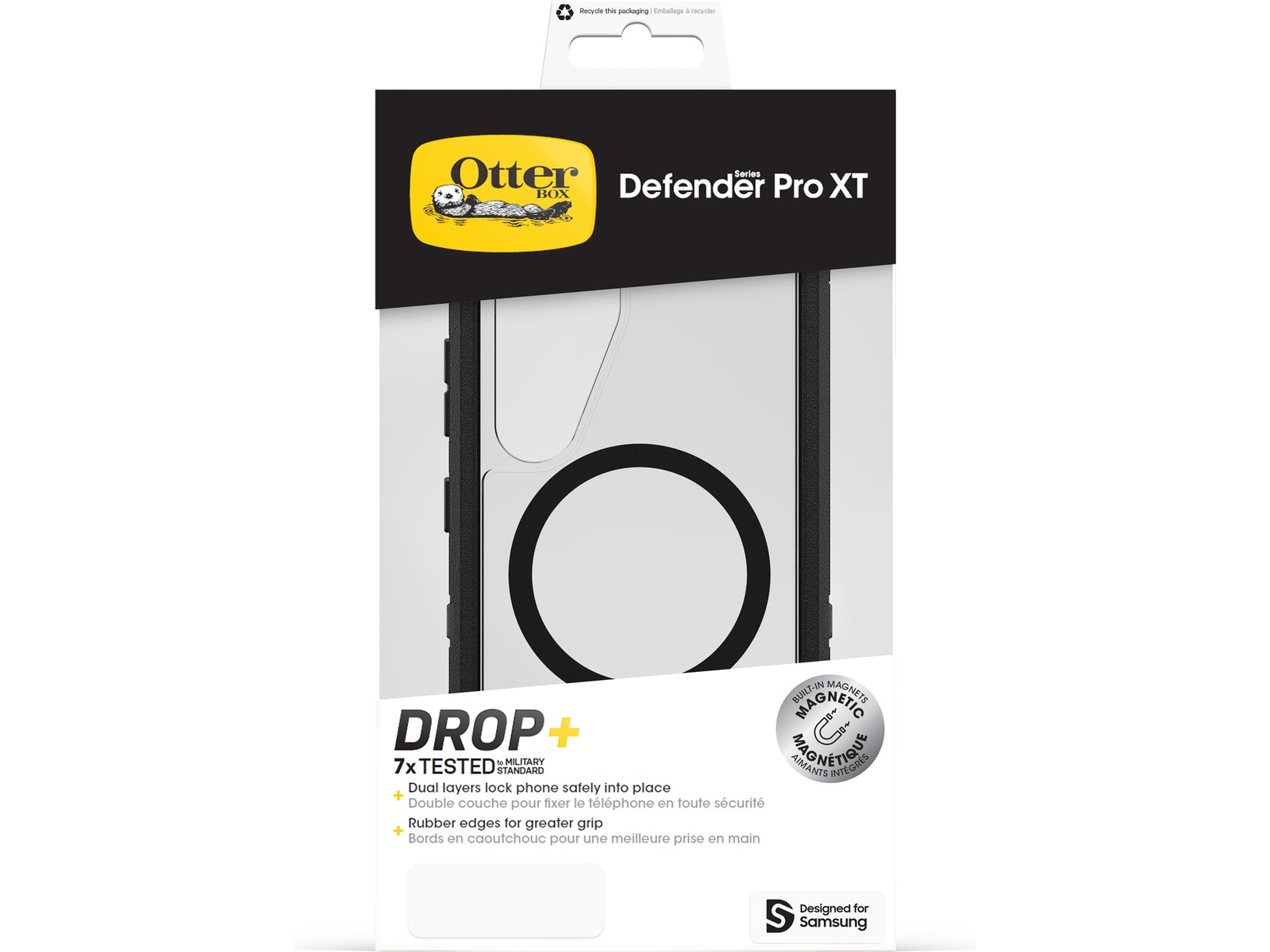 OtterBox Galaxy S25 Defender XT deksel (gjennomsiktig/sort) Mobildeksel