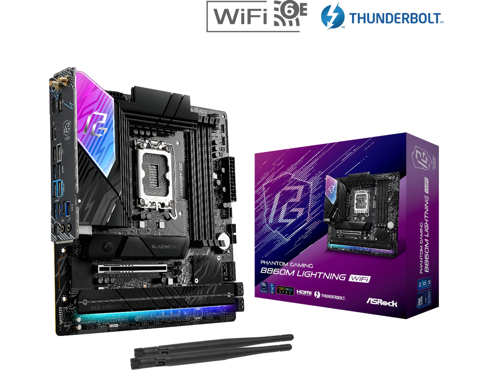 ASRock B860M Lightning WiFi Hovedkort Intel Socket