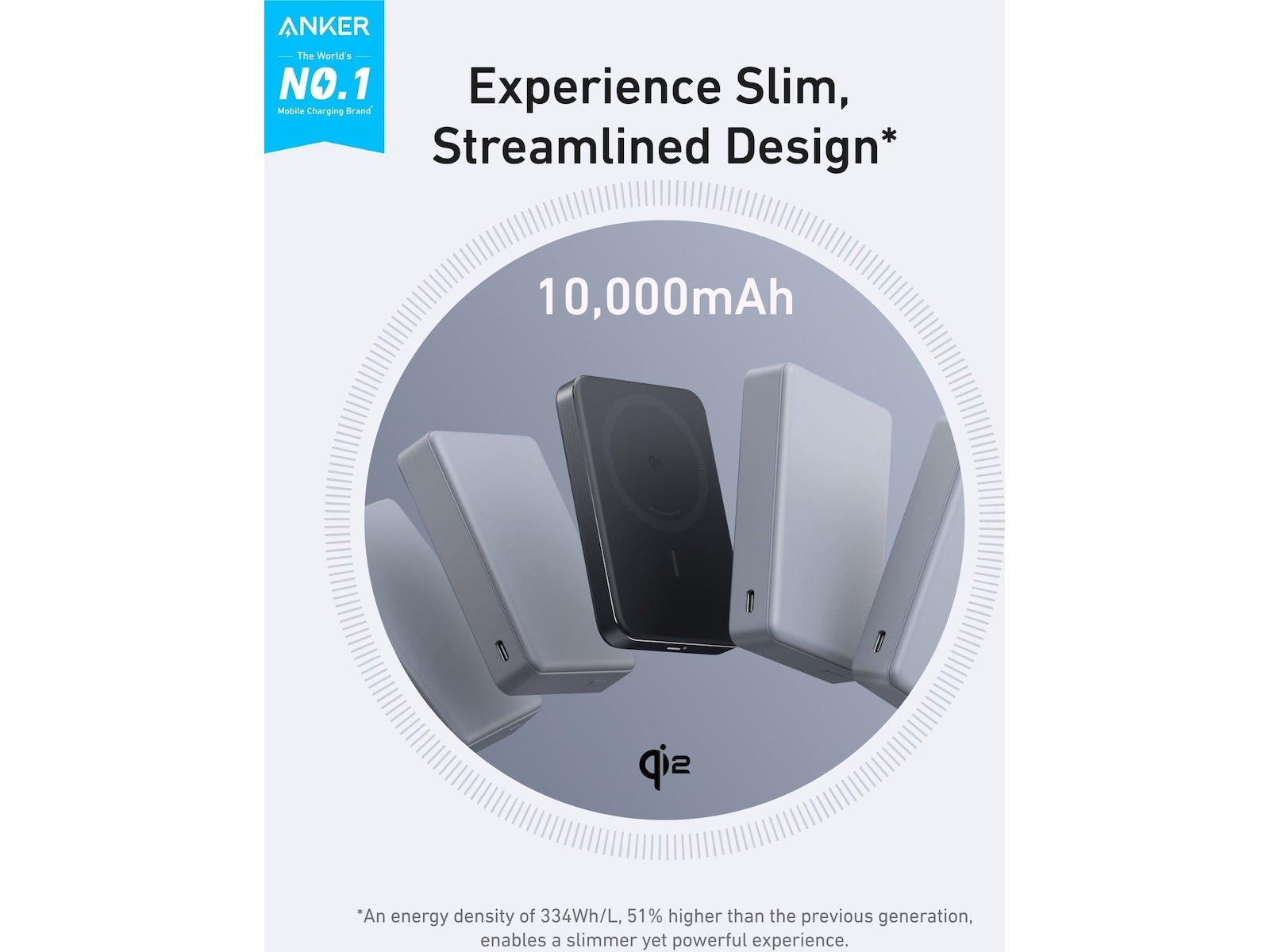 Anker MagGo Powerbank 10.000mAh (sort) Powerbank