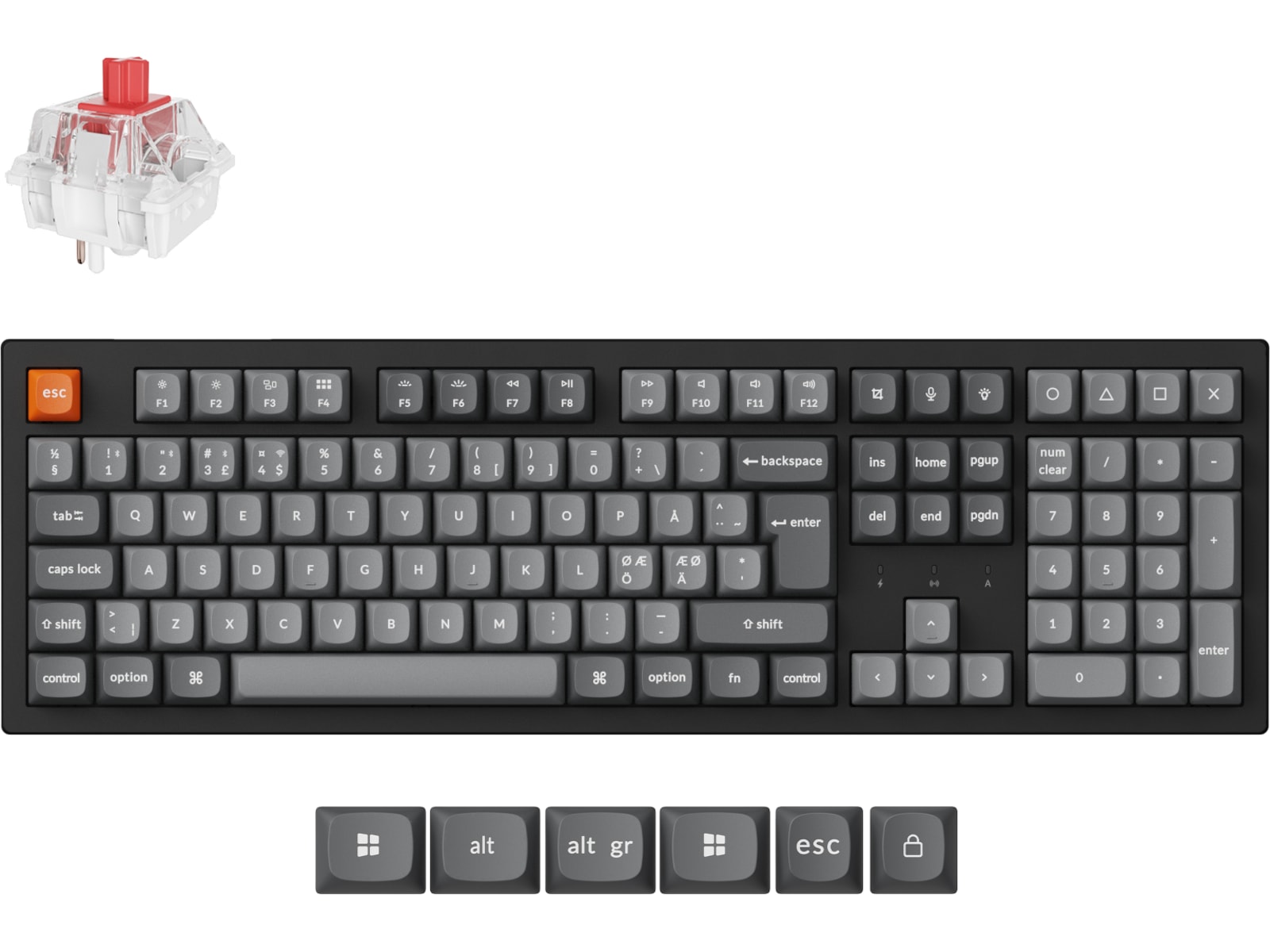 Keychron K10 MAX Trådløst gamingtastatur (super red) Gamingtastatur
