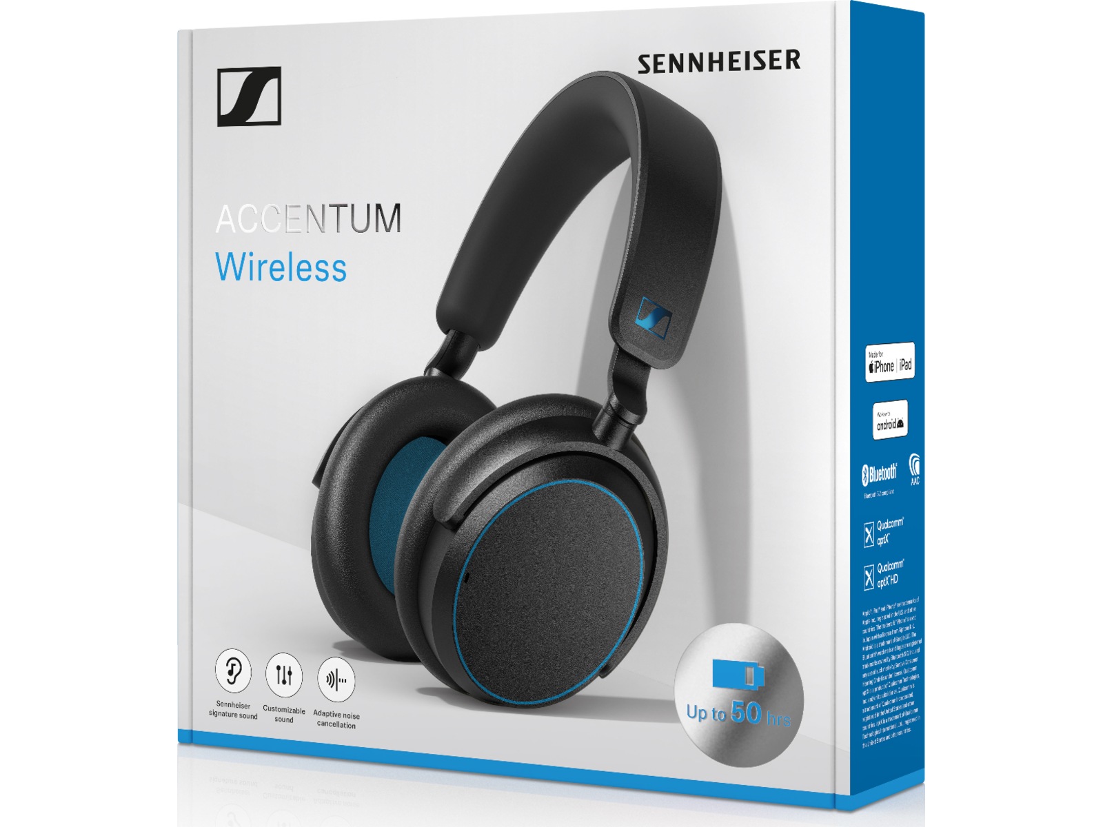 Sennheiser ACCENTUM trådløse hodetelefoner, Over-Ear (sort/blå) Hodetelefoner