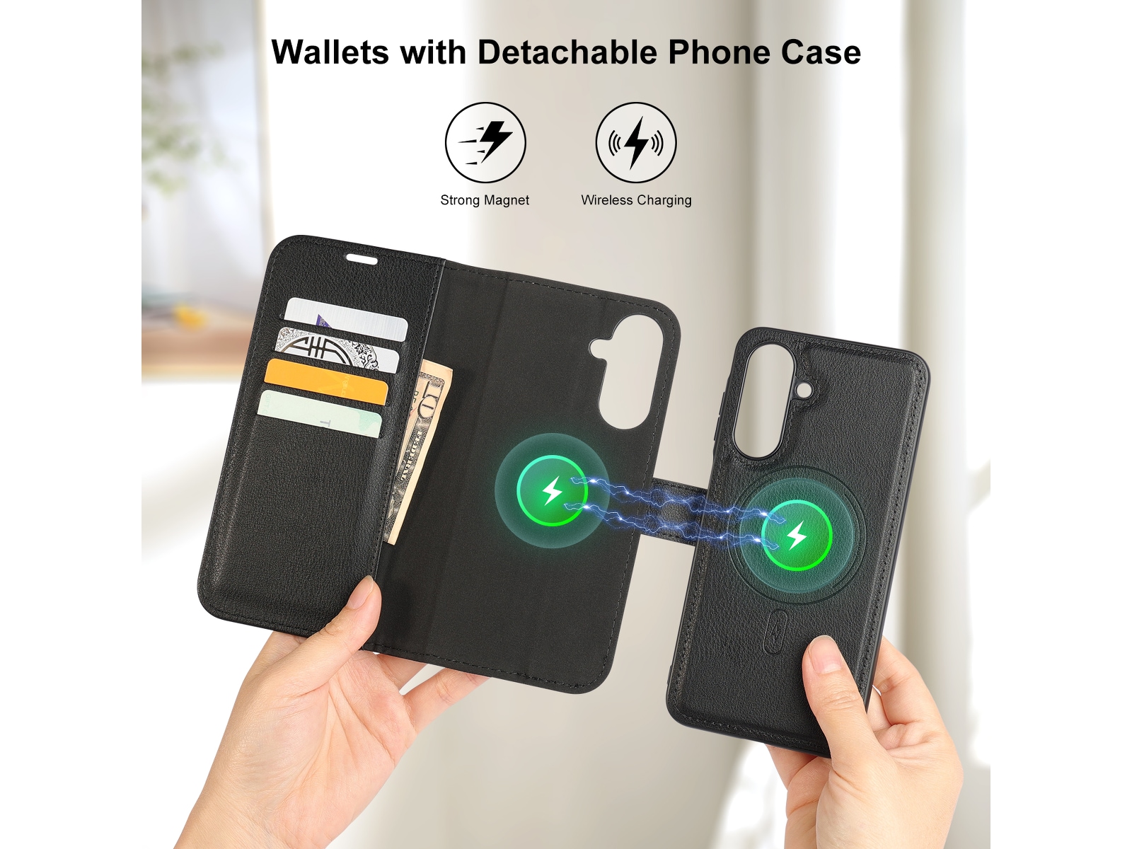 iiglo Galaxy A26 5G 2-i-1 Lommebokdeksel (sort) Mobildeksel