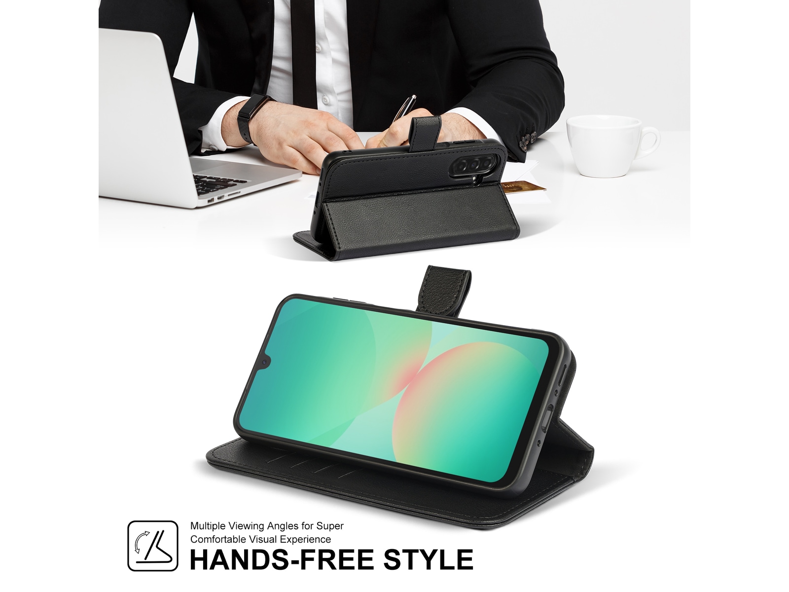 iiglo Galaxy A26 5G 2-i-1 Lommebokdeksel (sort) Mobildeksel