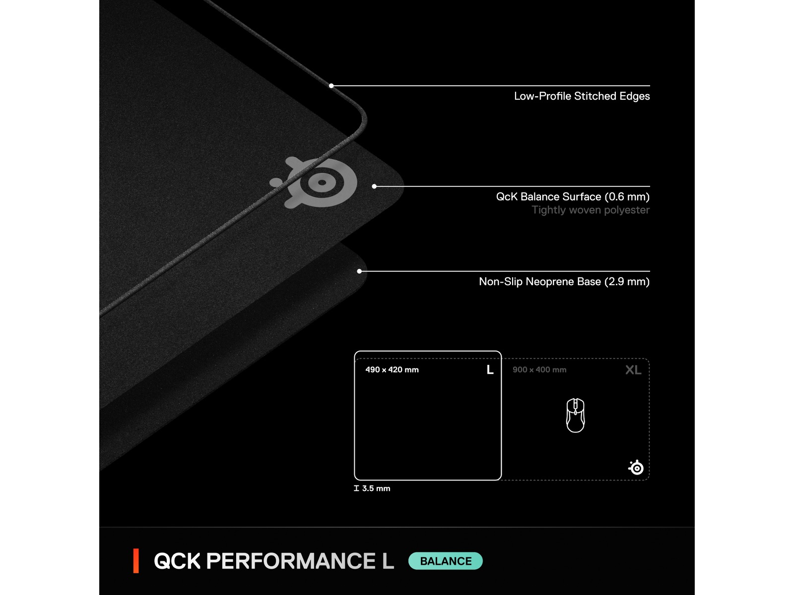 SteelSeries QcK Performance L Balance gamingmusematte Gamingmusematte