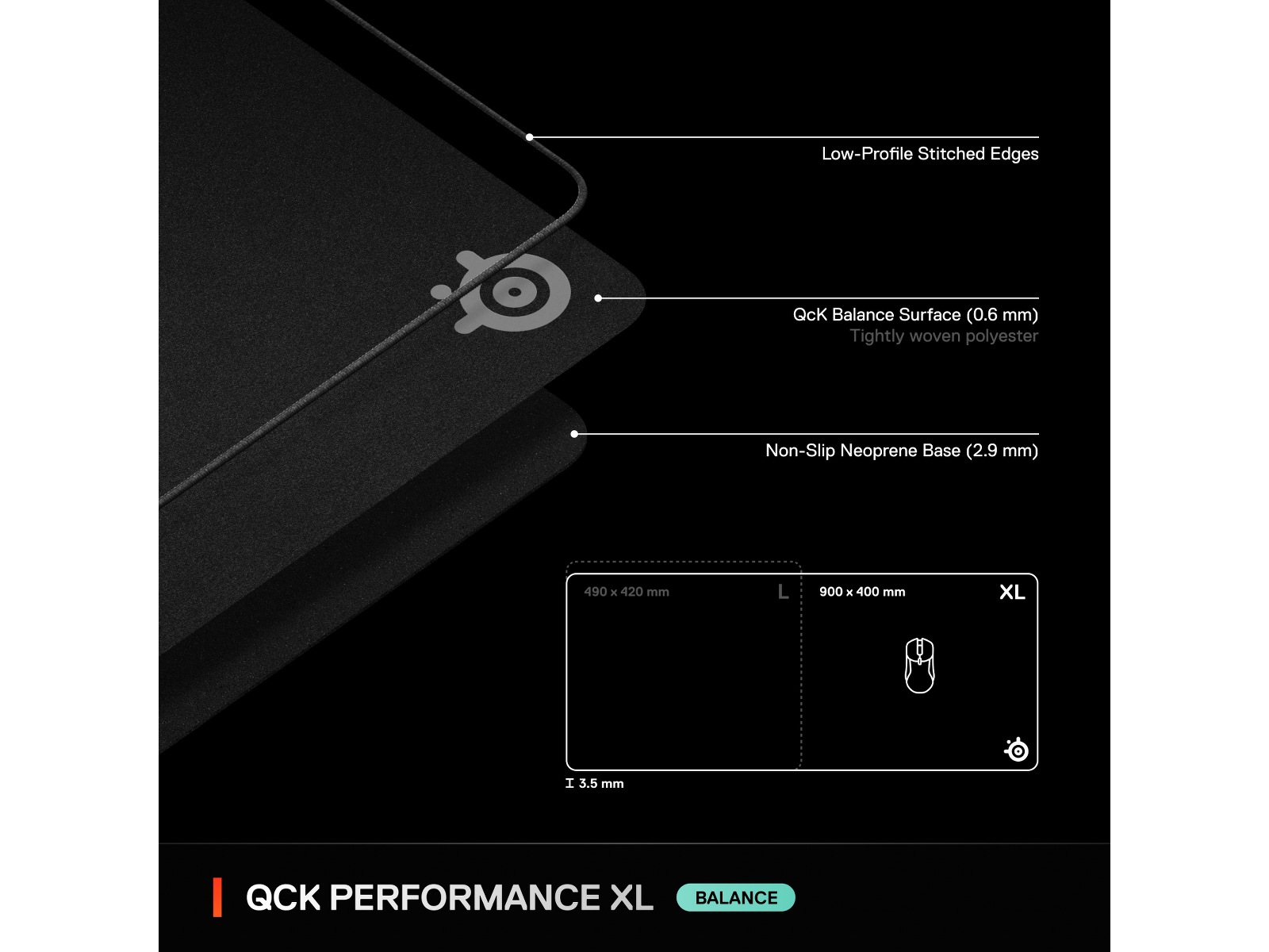 SteelSeries QcK Performance XL Balance gamingmusematte Gamingmusematte