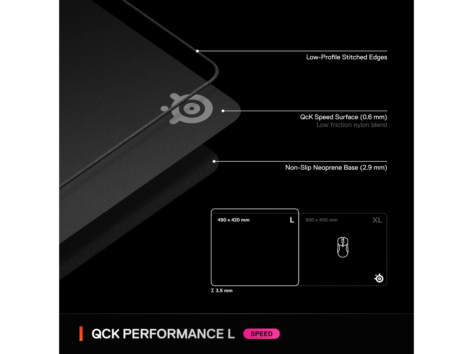 SteelSeries QcK Performance L Speed gamingmusematte Gamingmusematte