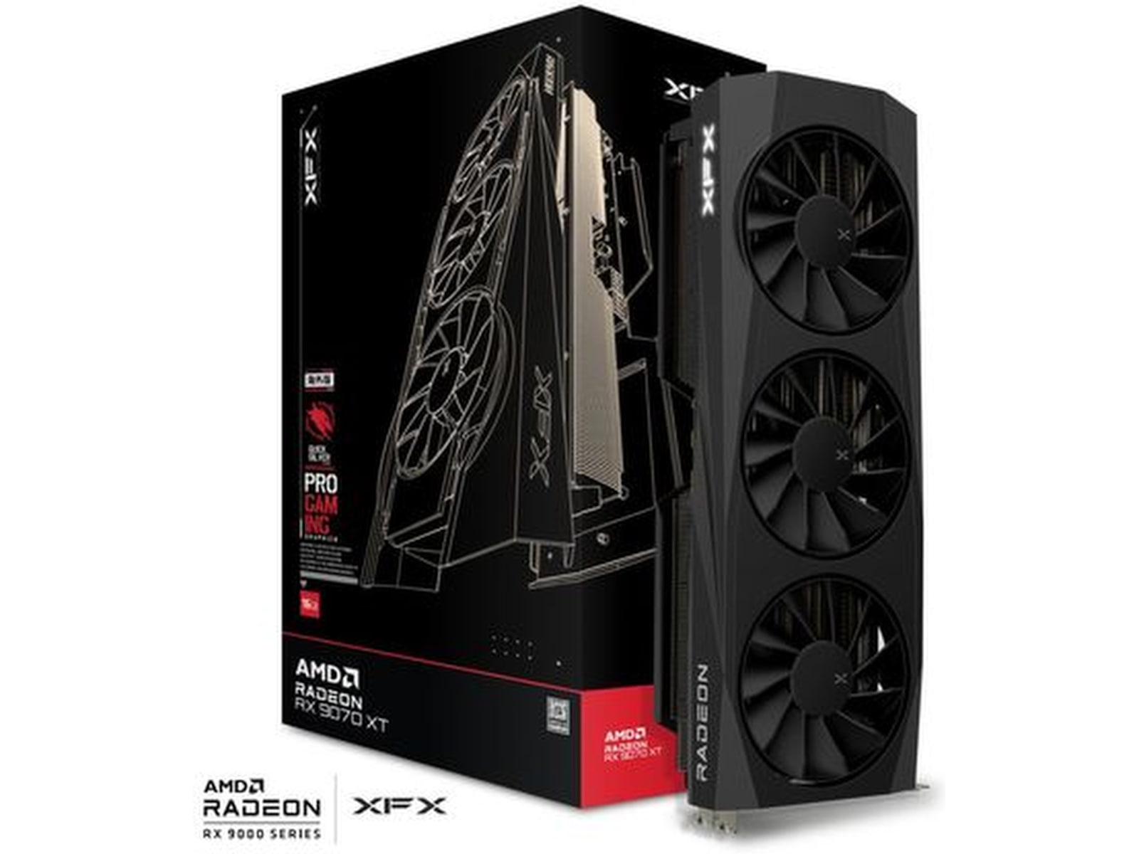 XFX Quicksilver AMD Radeon RX 9070 XT Gaming (sort) Skjermkort