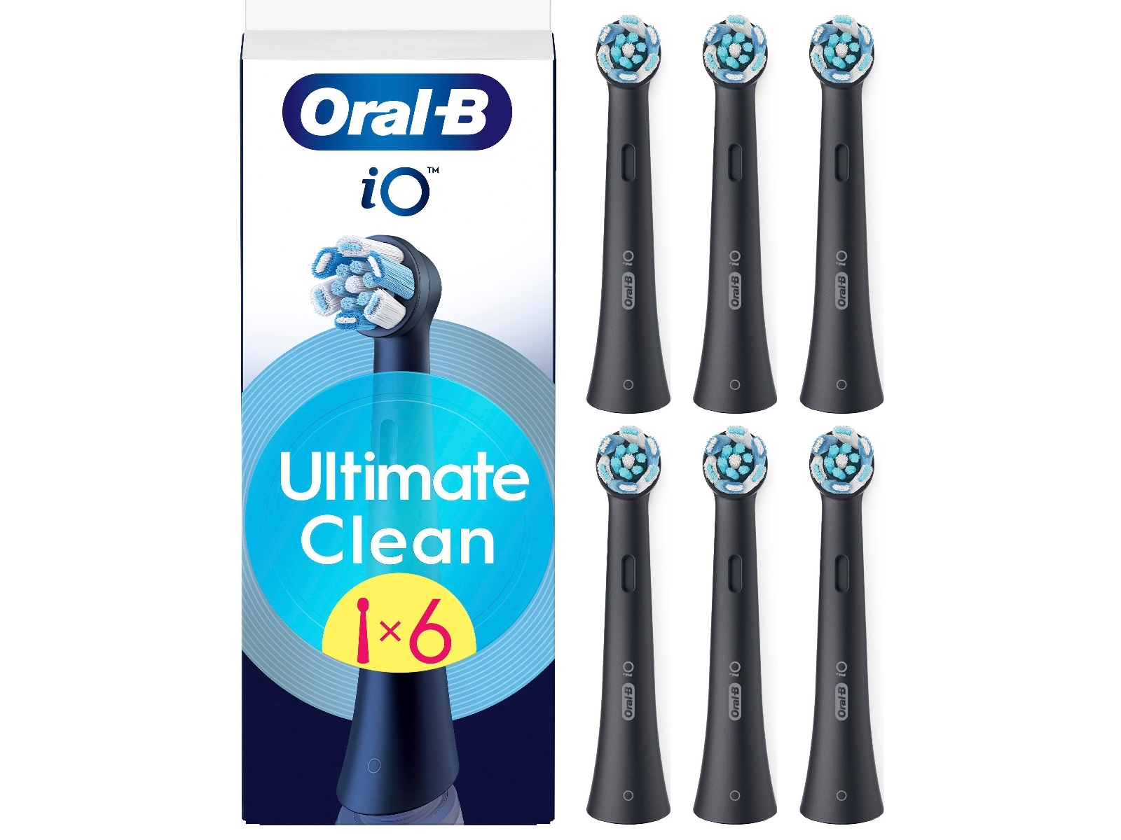 Oral-B iO Ultimate Clean Børstehoder 6 stk (sort) Tannbørstehoder
