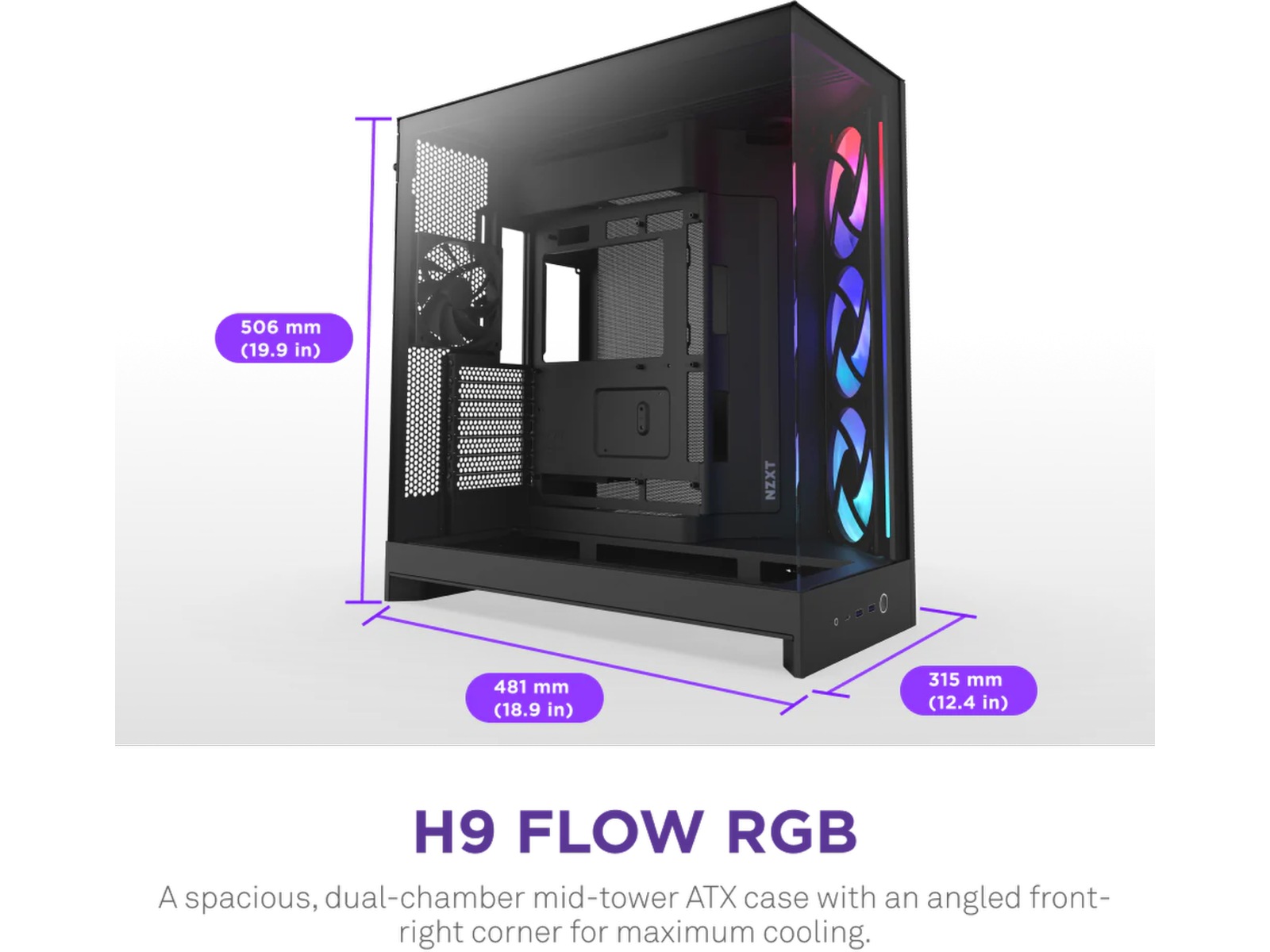 NZXT H9 Flow RGB Mid Tower (sort) Midi tower