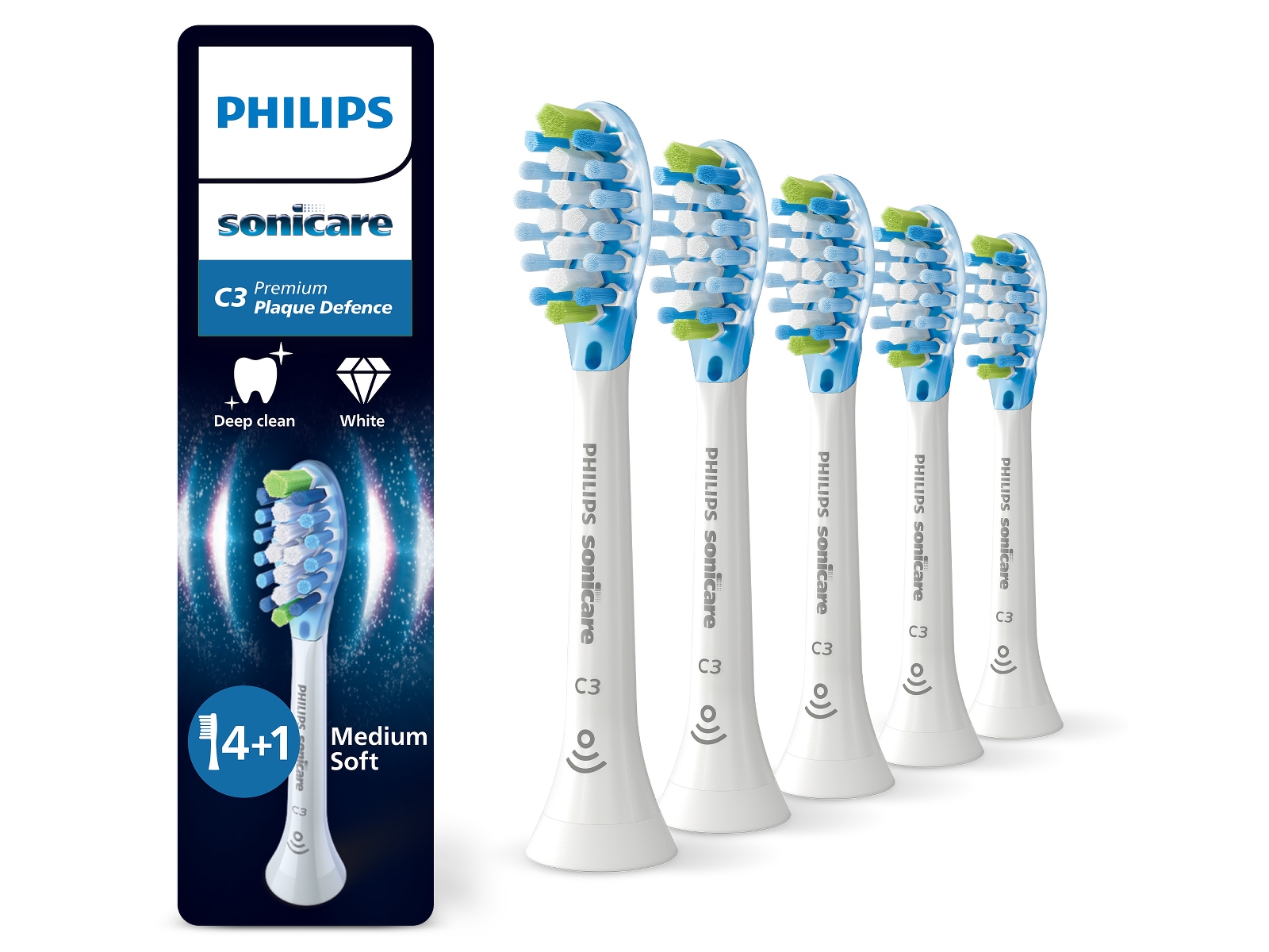 Philips Sonicare C3 Premium Plack Defence børstehoder (4+1, hvit) Tannbørstehoder