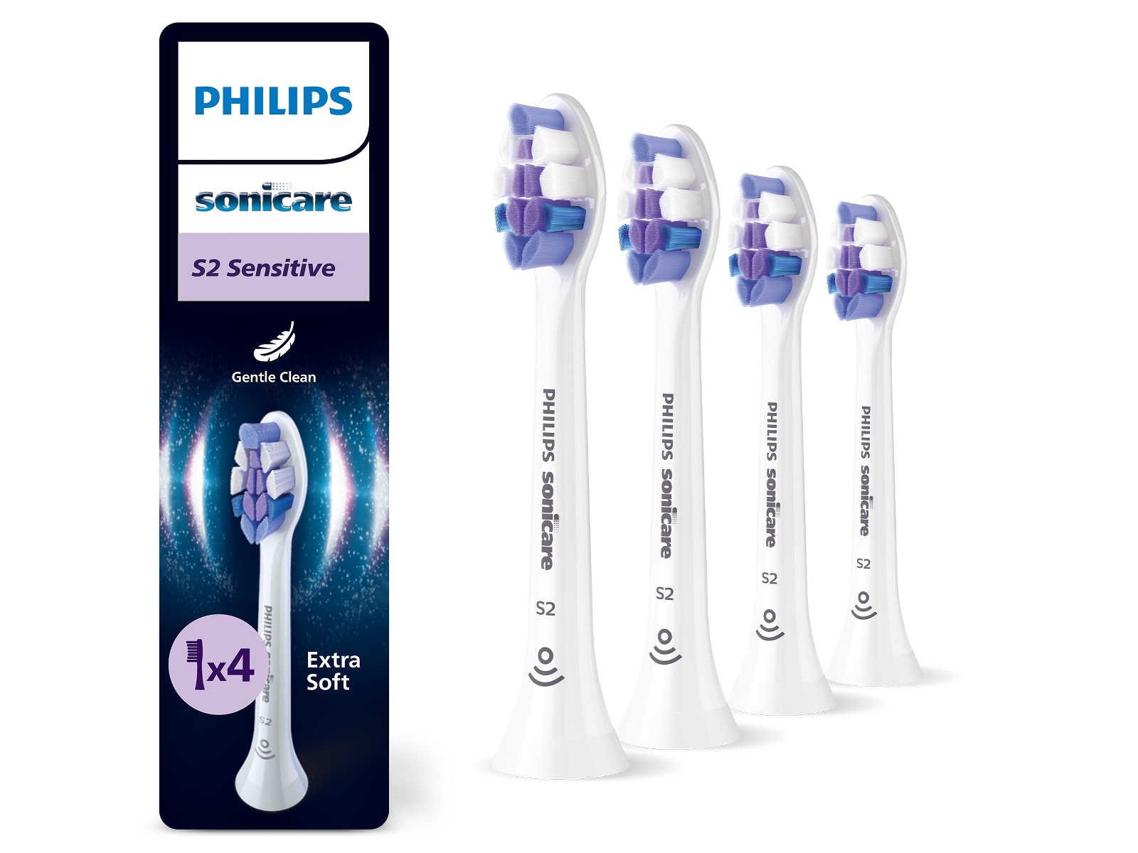 Philips Sonicare S2 Sensitive tannbørstehoder (4 pack, hvit) Tannbørstehoder