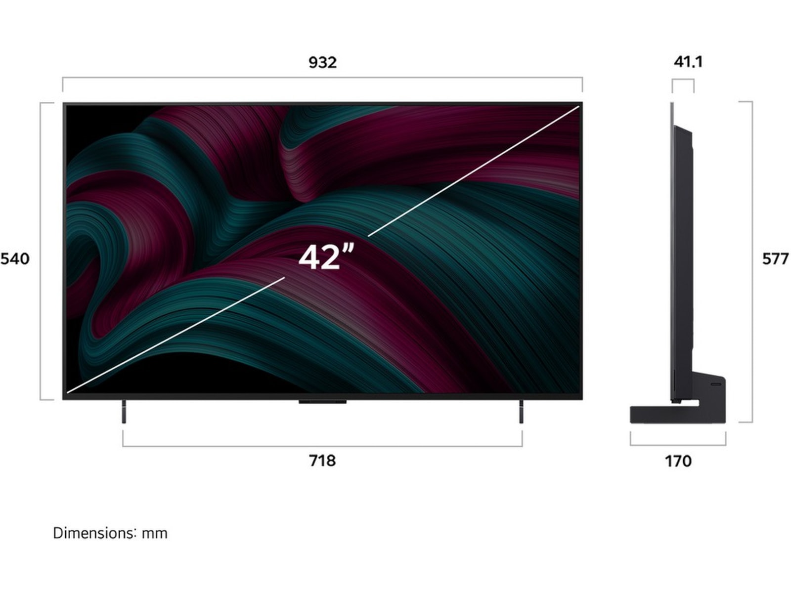 LG 42" C5 AI 4K OLED Smart TV (2025) 20 - 49 tommer TV