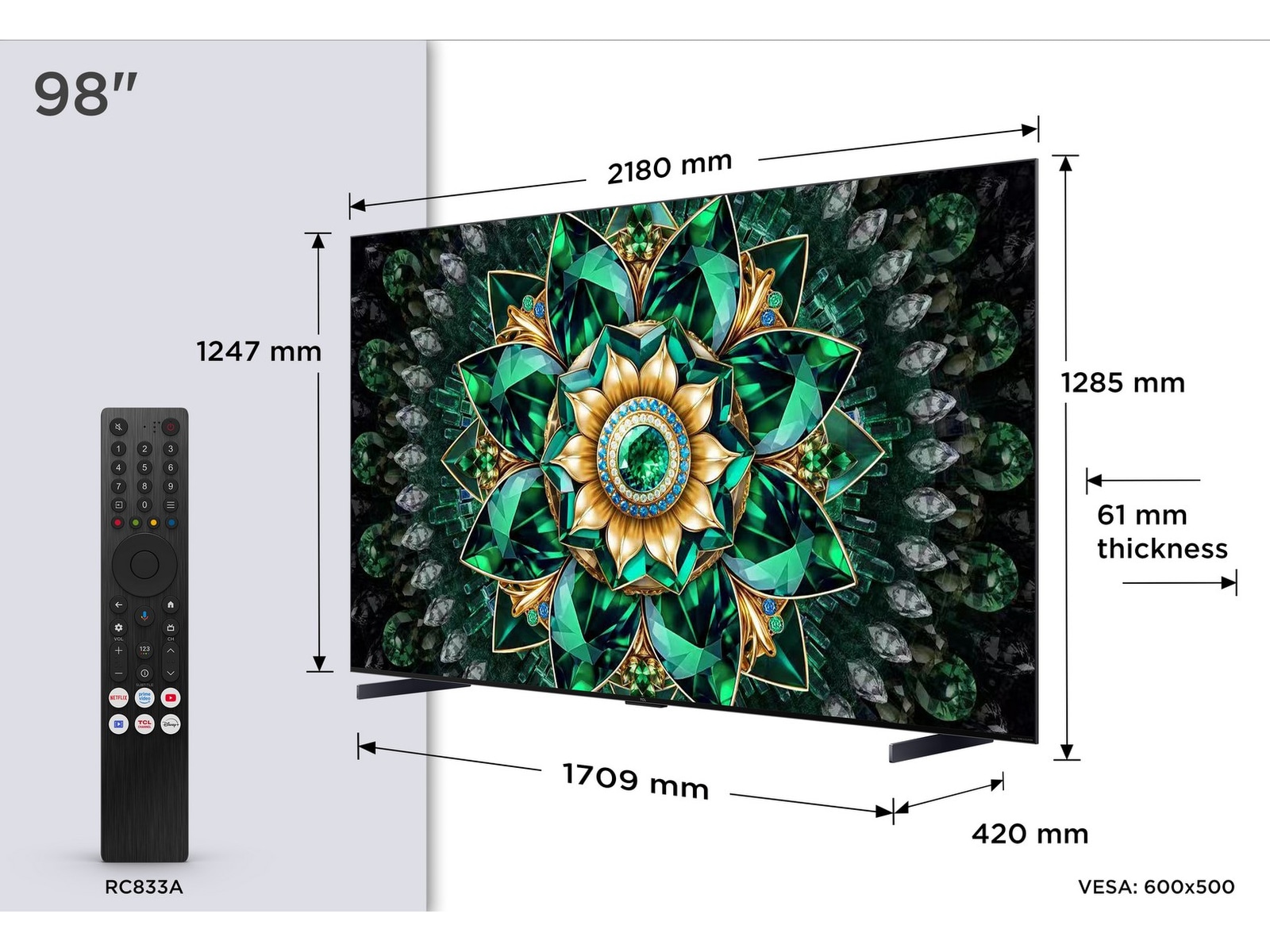 TCL 98" Q7C 4K QD-Mini LED Google TV Over 80 tommer TV