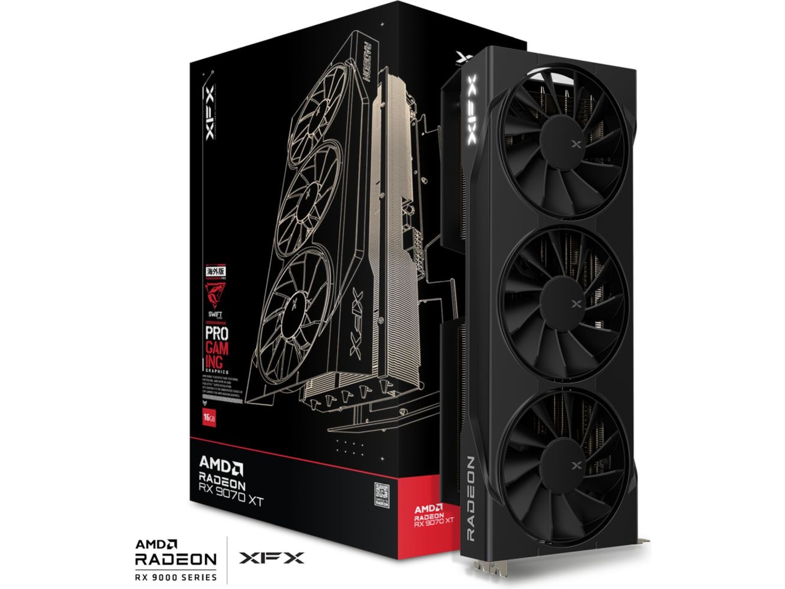 XFX Swift AMD Radeon RX 9070 XT Triple fan Gaming Edition Skjermkort