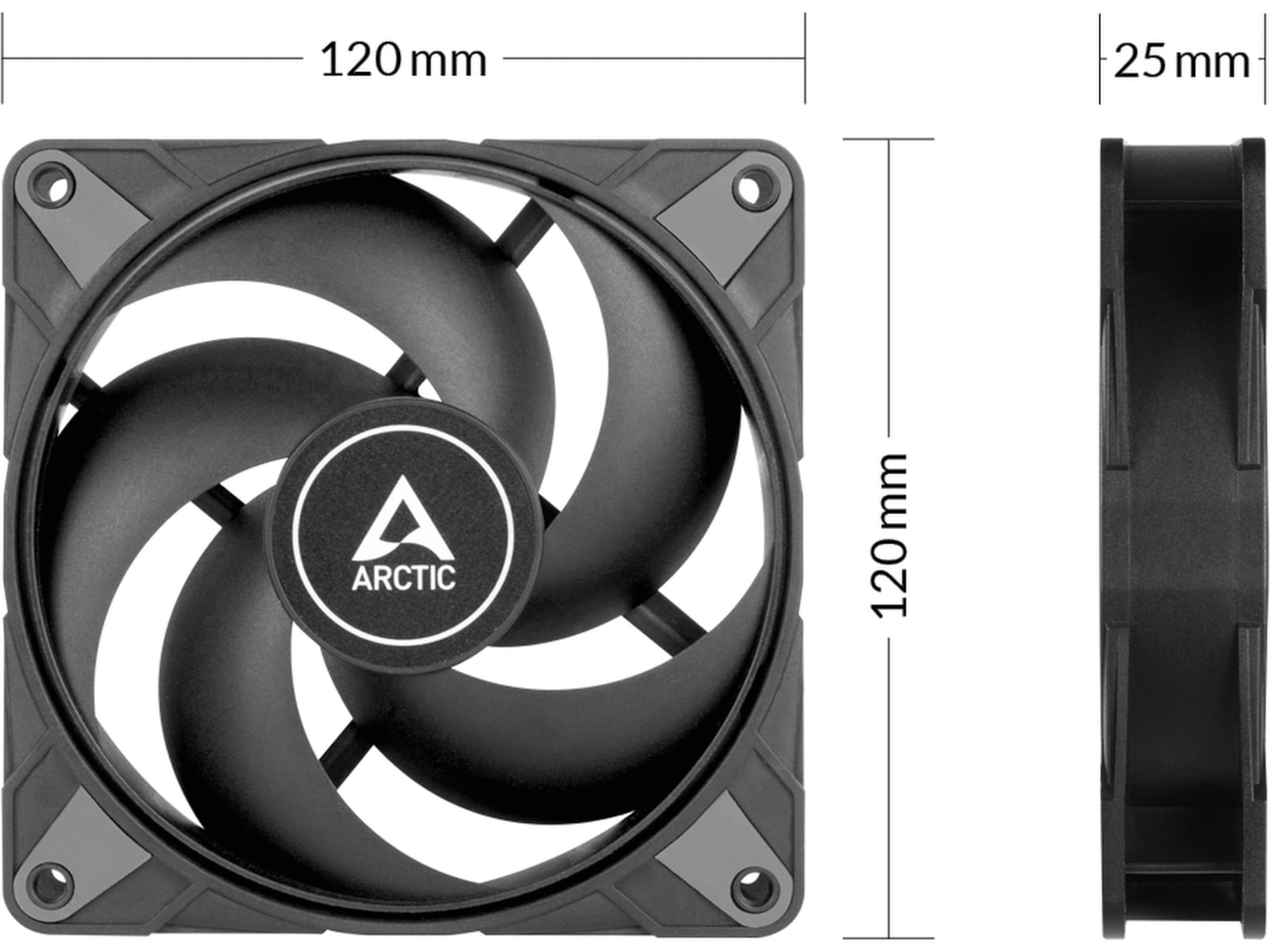 Arctic P12 Max 120mm High-Speed Vifte (sort) Vifter
