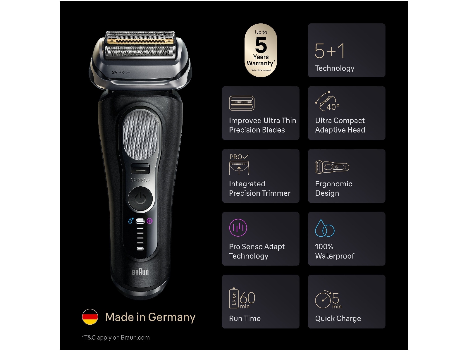 Braun Series 9 PRO+ Elektrisk Barbermaskin 9660CC Barbermaskiner